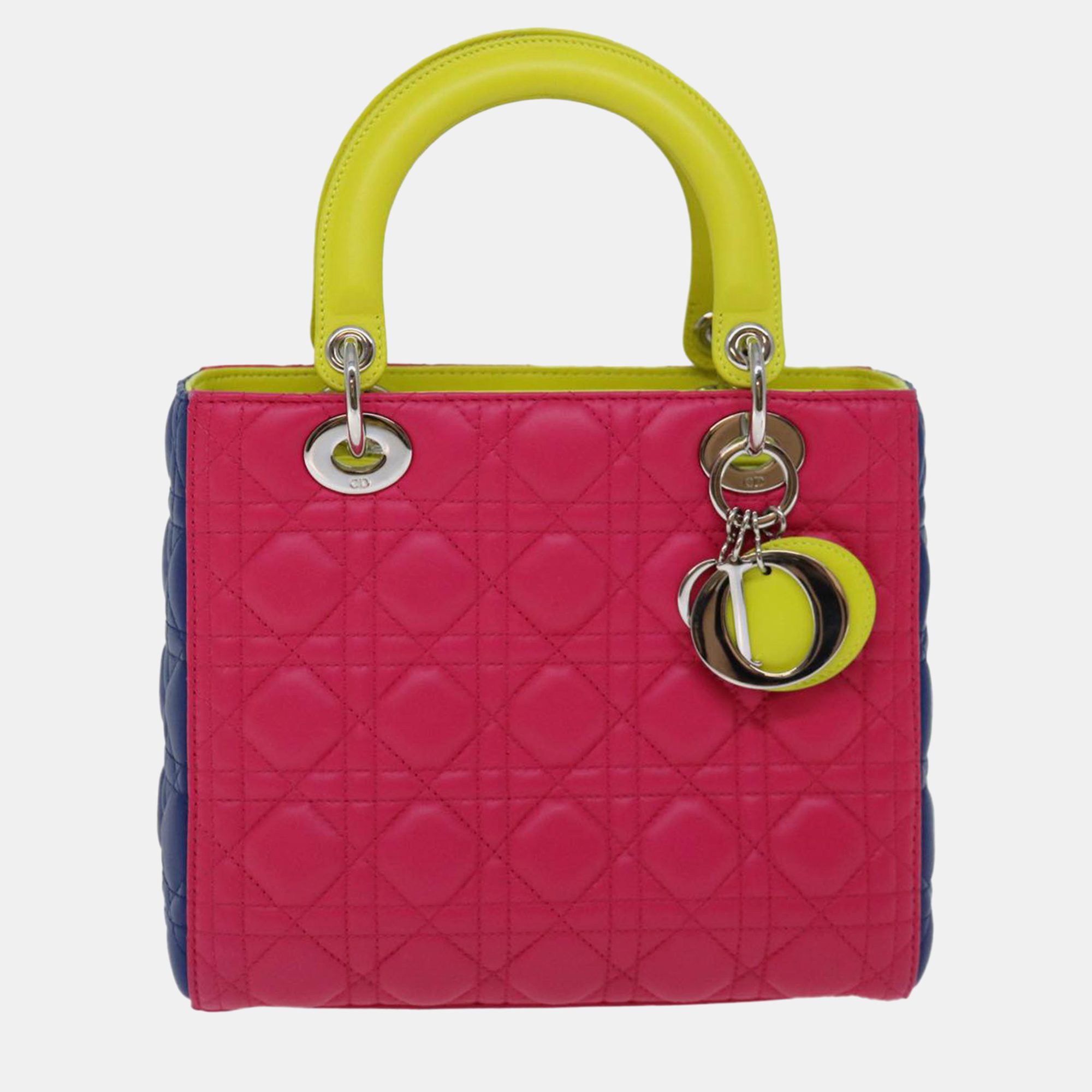 Dior tricolour patent leather medium lady dior top handle bags