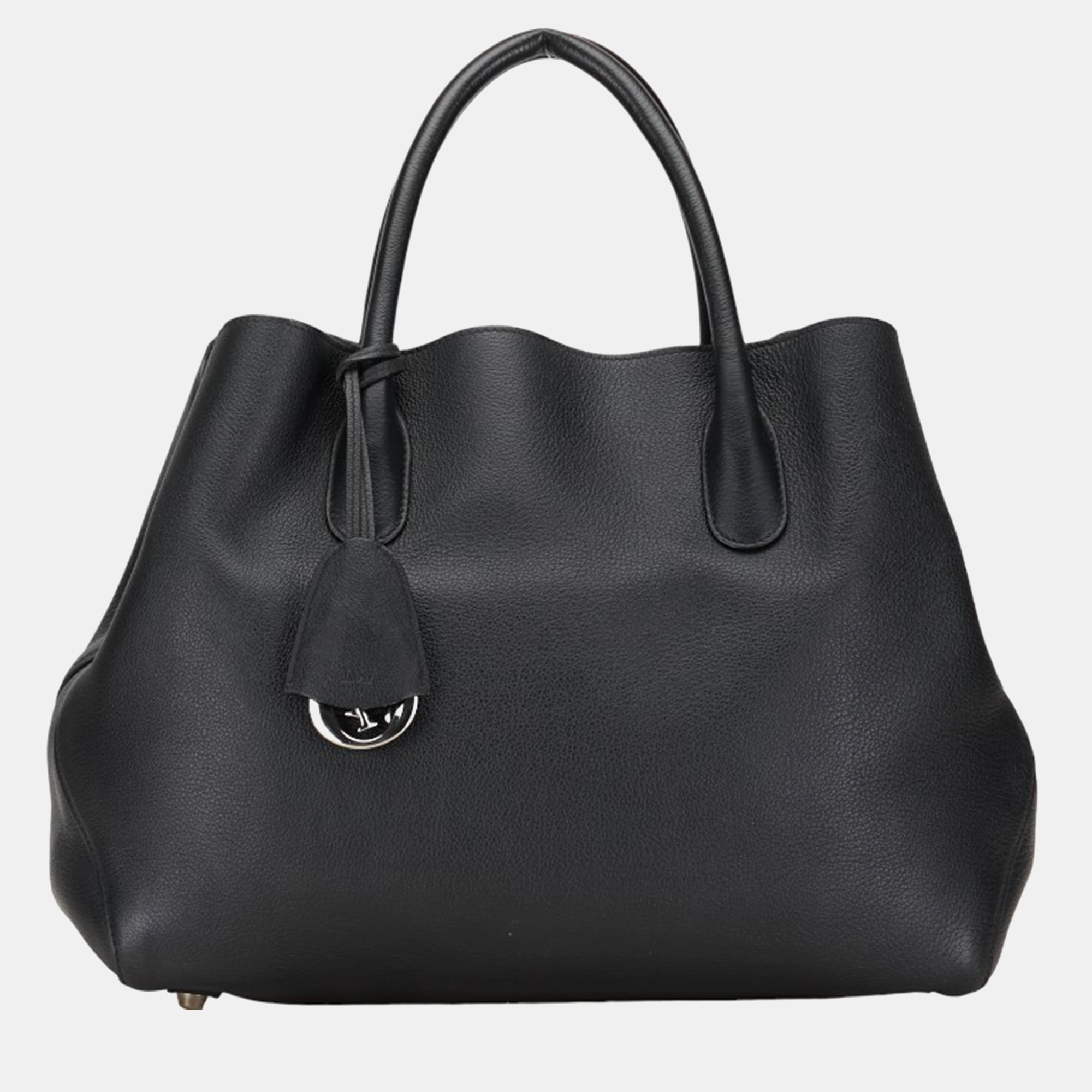 Dior black leather leather open bar tote bag
