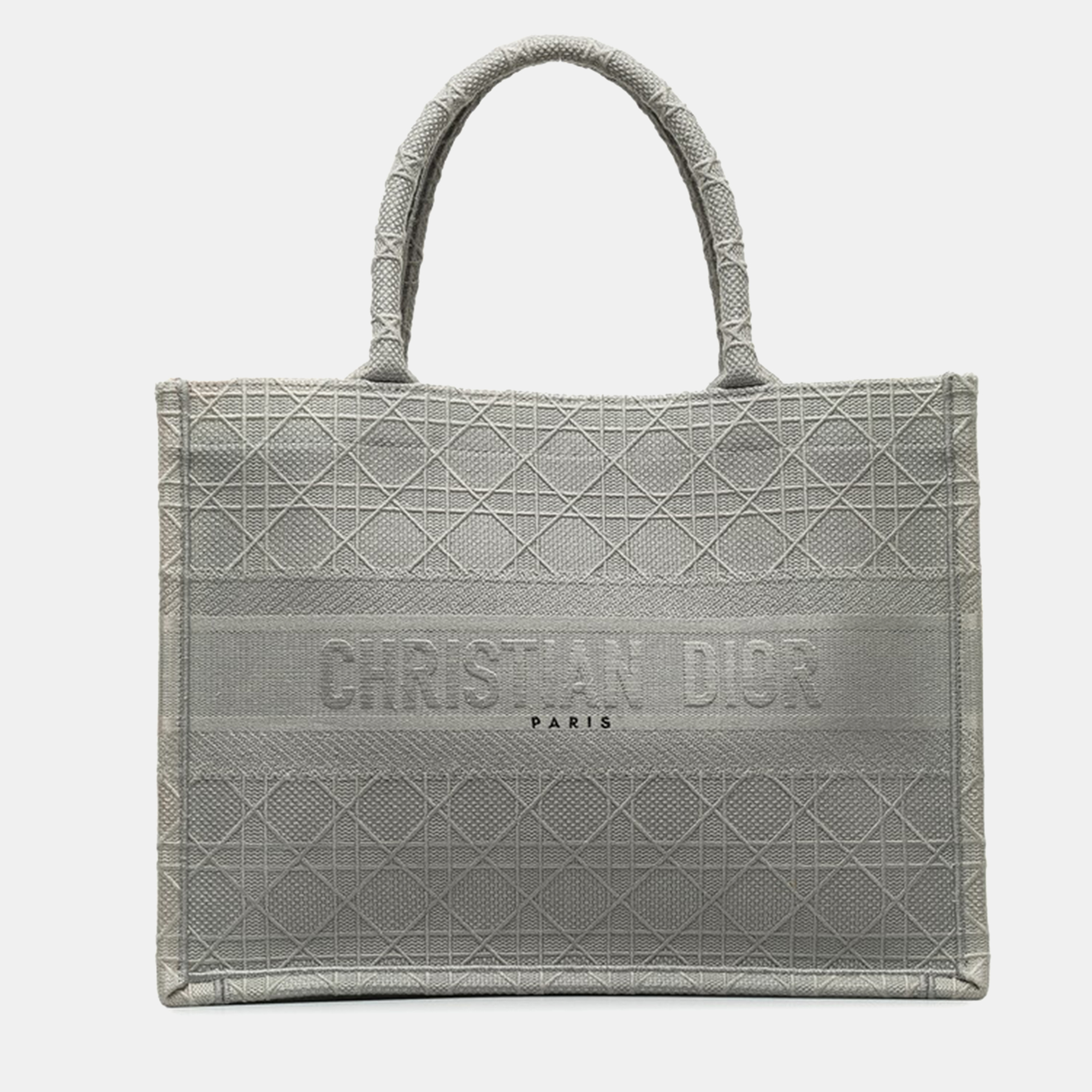 Dior grey canvas medium book tote bag