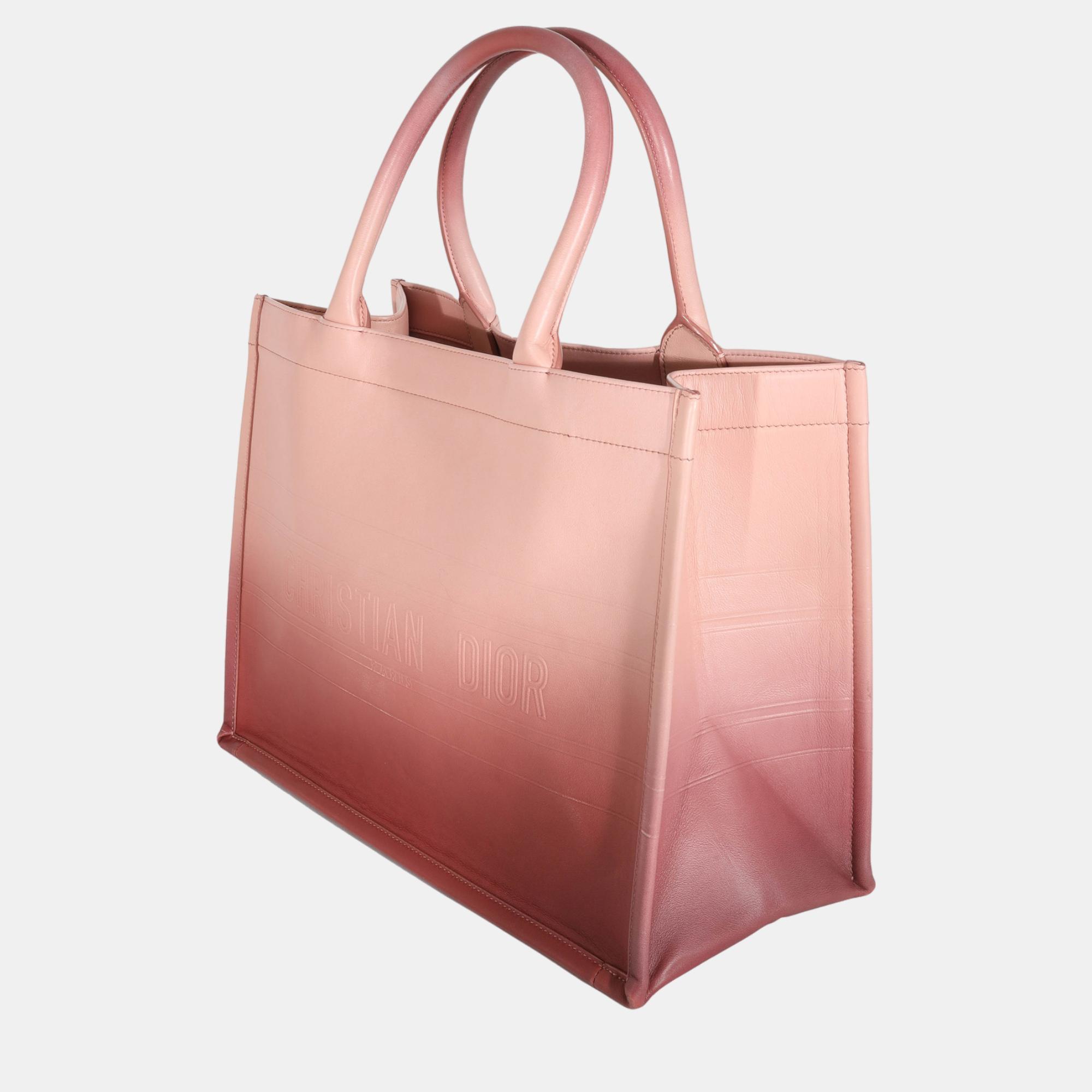 Dior Pink Gradient Medium Embossed Book Tote Bag