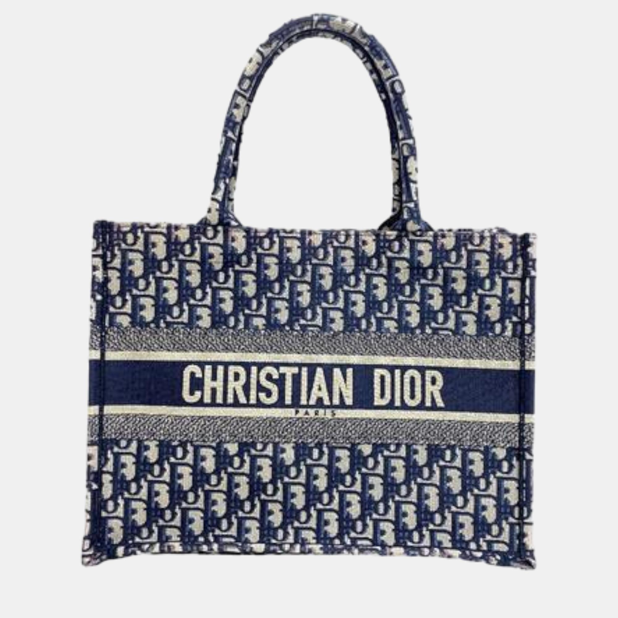 Dior blue canvas small book tote tote bag