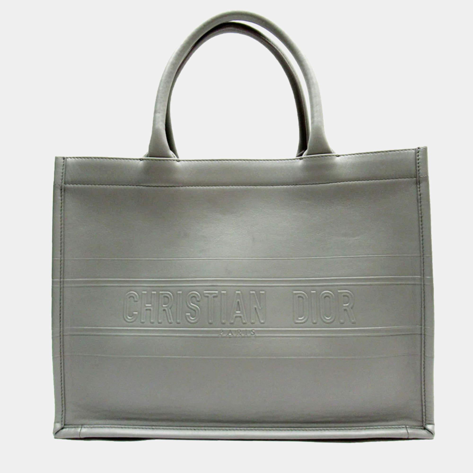 Dior grey leather small book tote tote bag