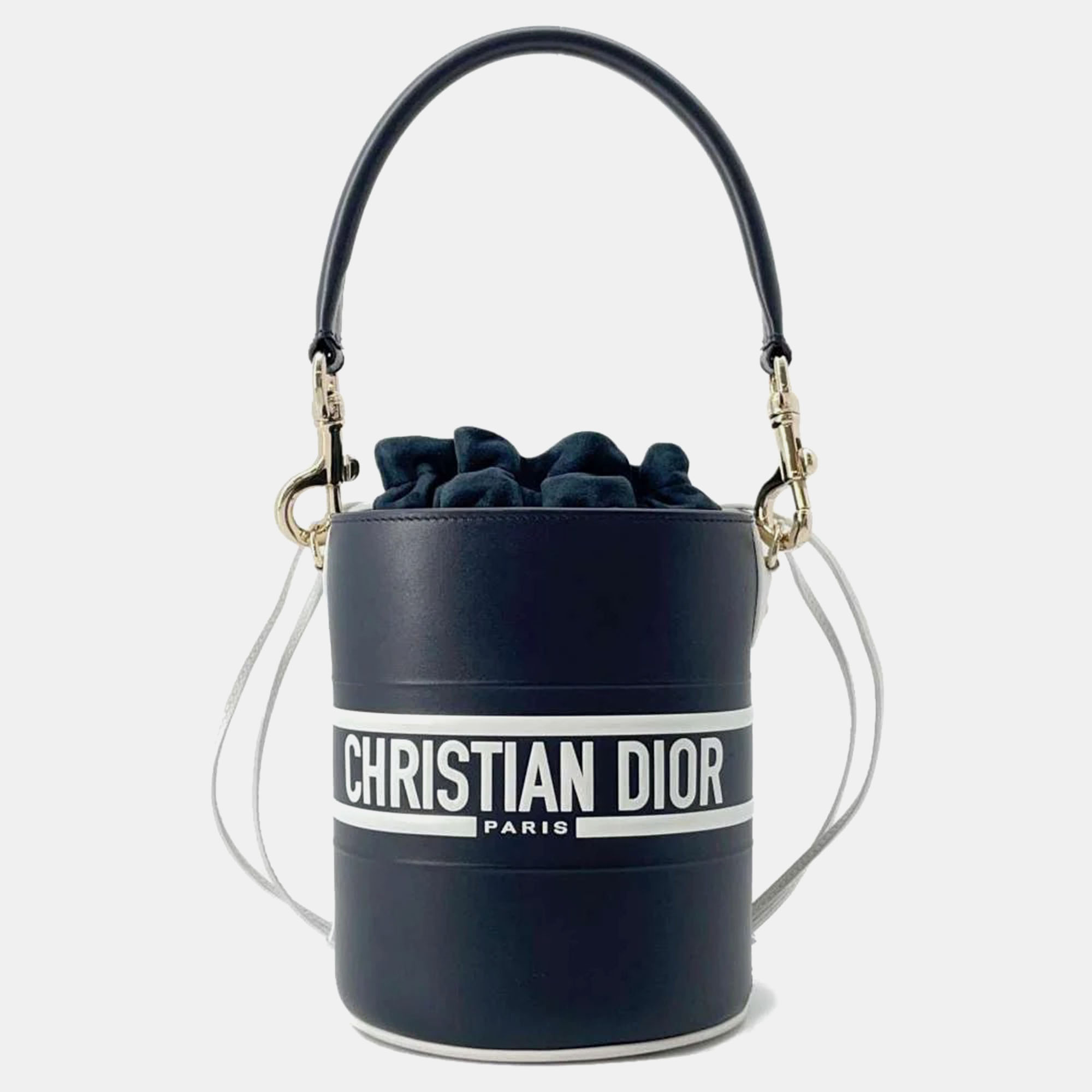 Christian dior navy calfskin small dior vibe bucket bag