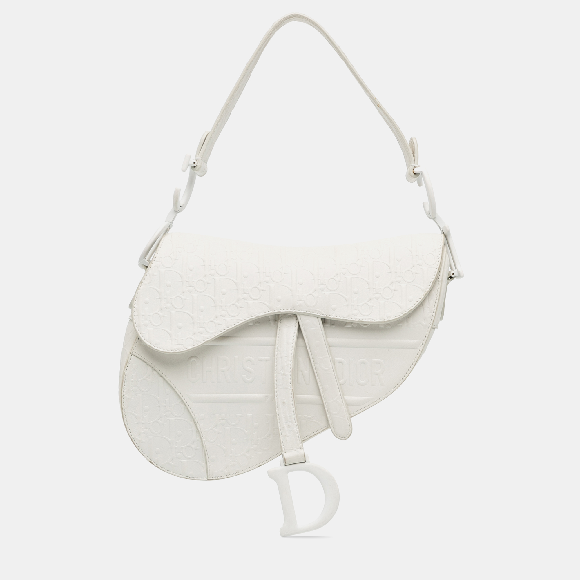 Dior embossed leather oblique saddle bag