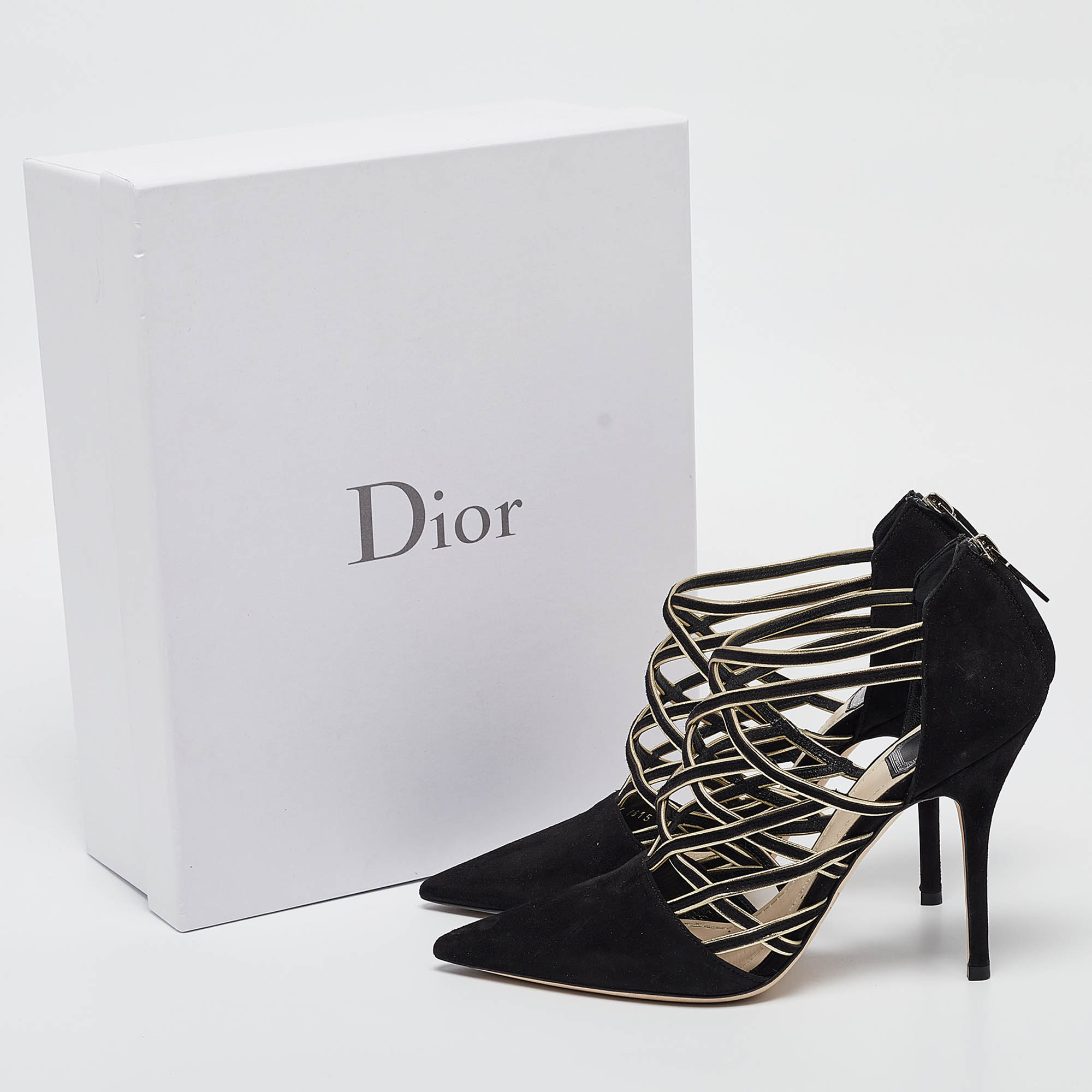 Dior Suede Captiva Cage Pointed Toe Pumps Size 38