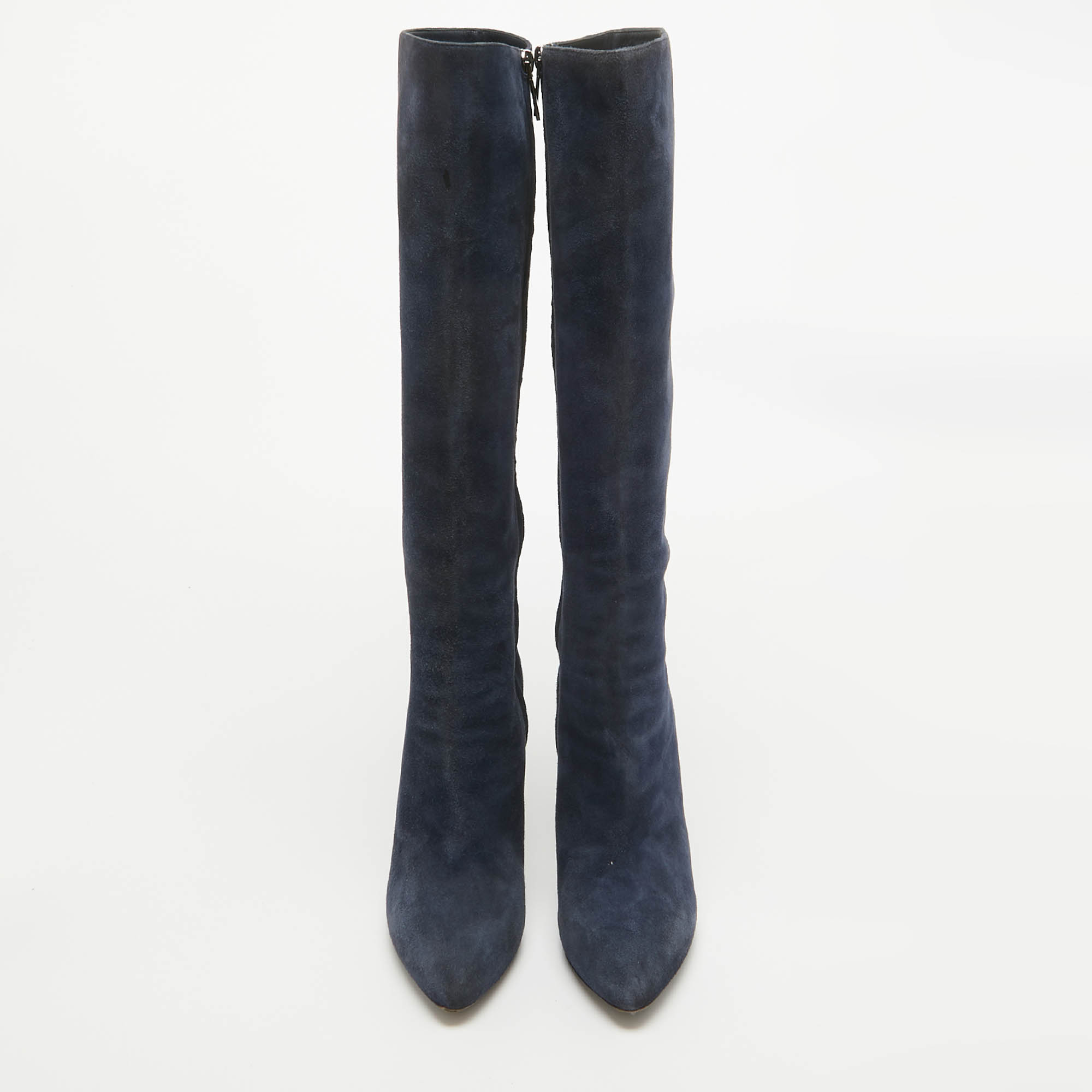 Dior Blue Suede Knee Length Boots Size 37