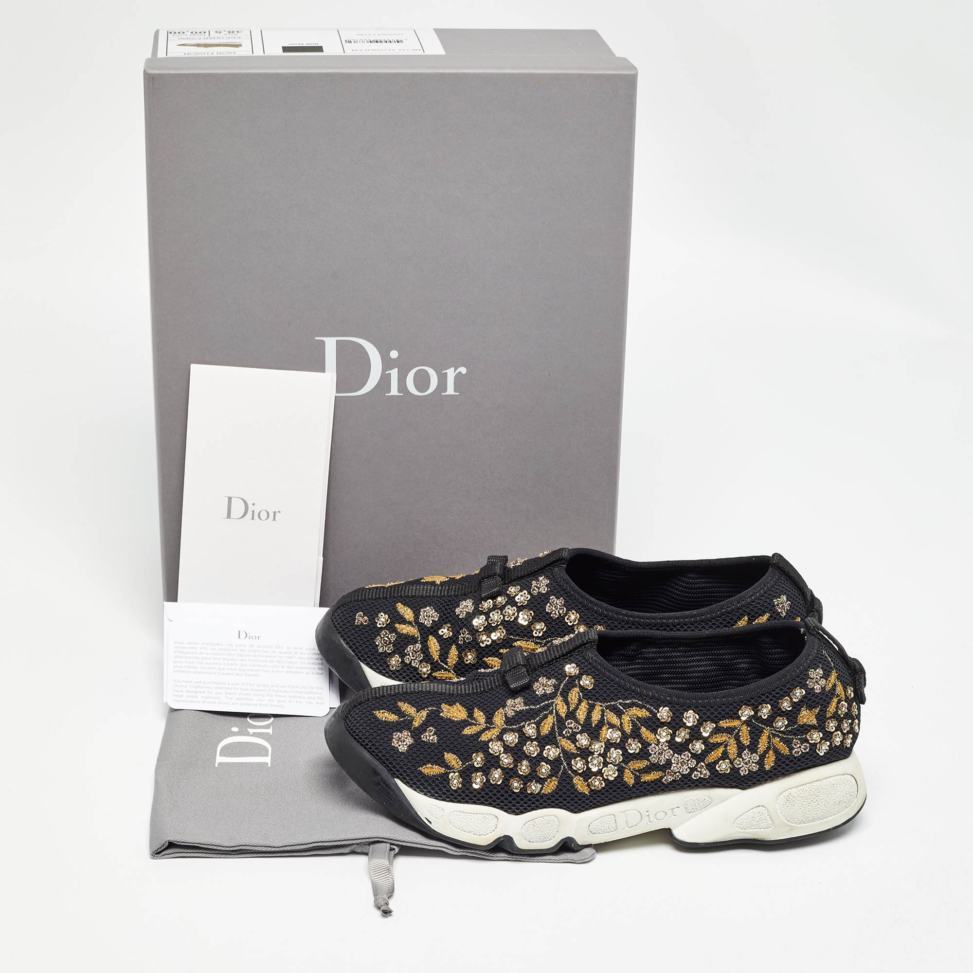 Dior Black Mesh Fusion Low Top Sneakers Size 38.5