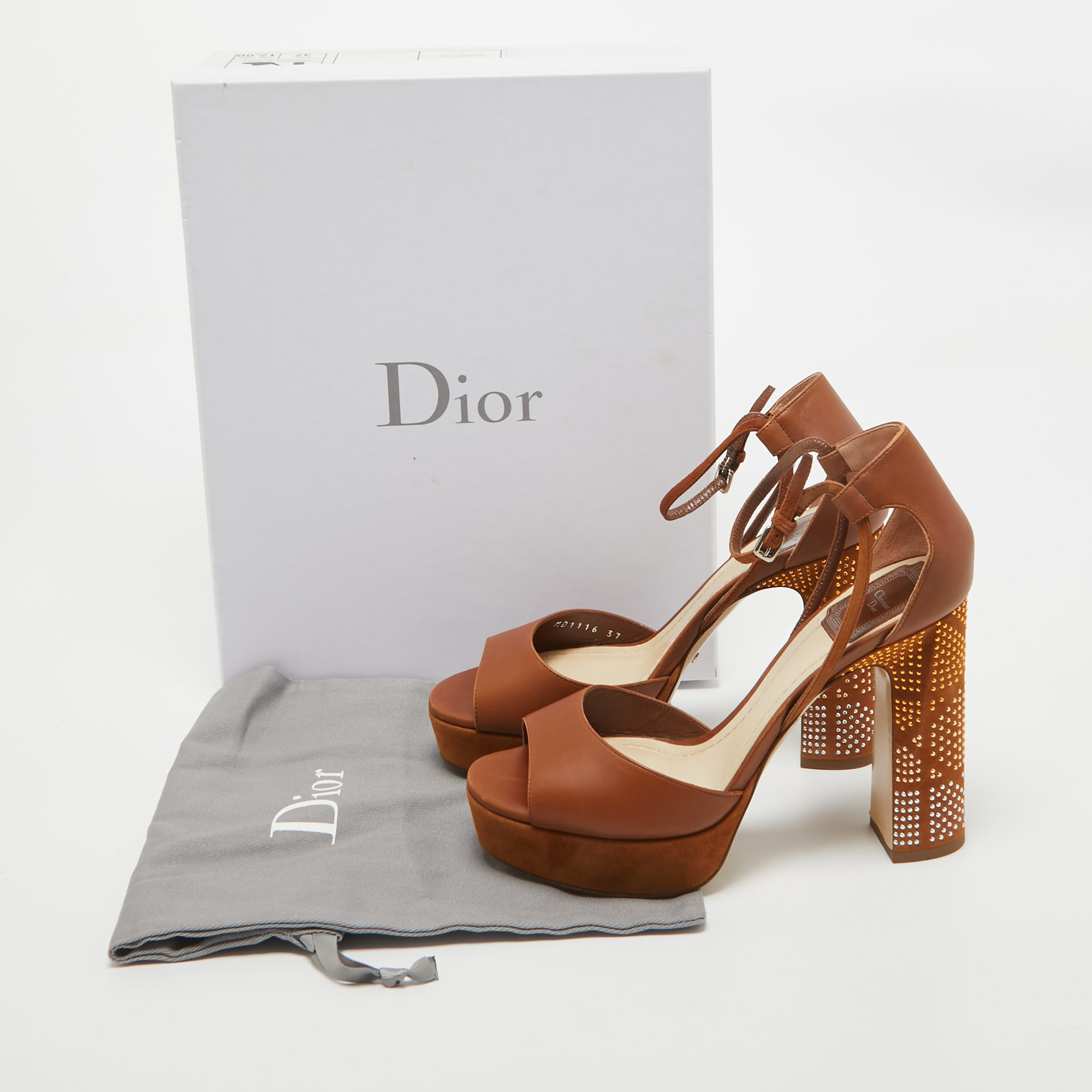 Dior Brown Leather And Suede Rainbow Stellar Platform Sandals Size 37