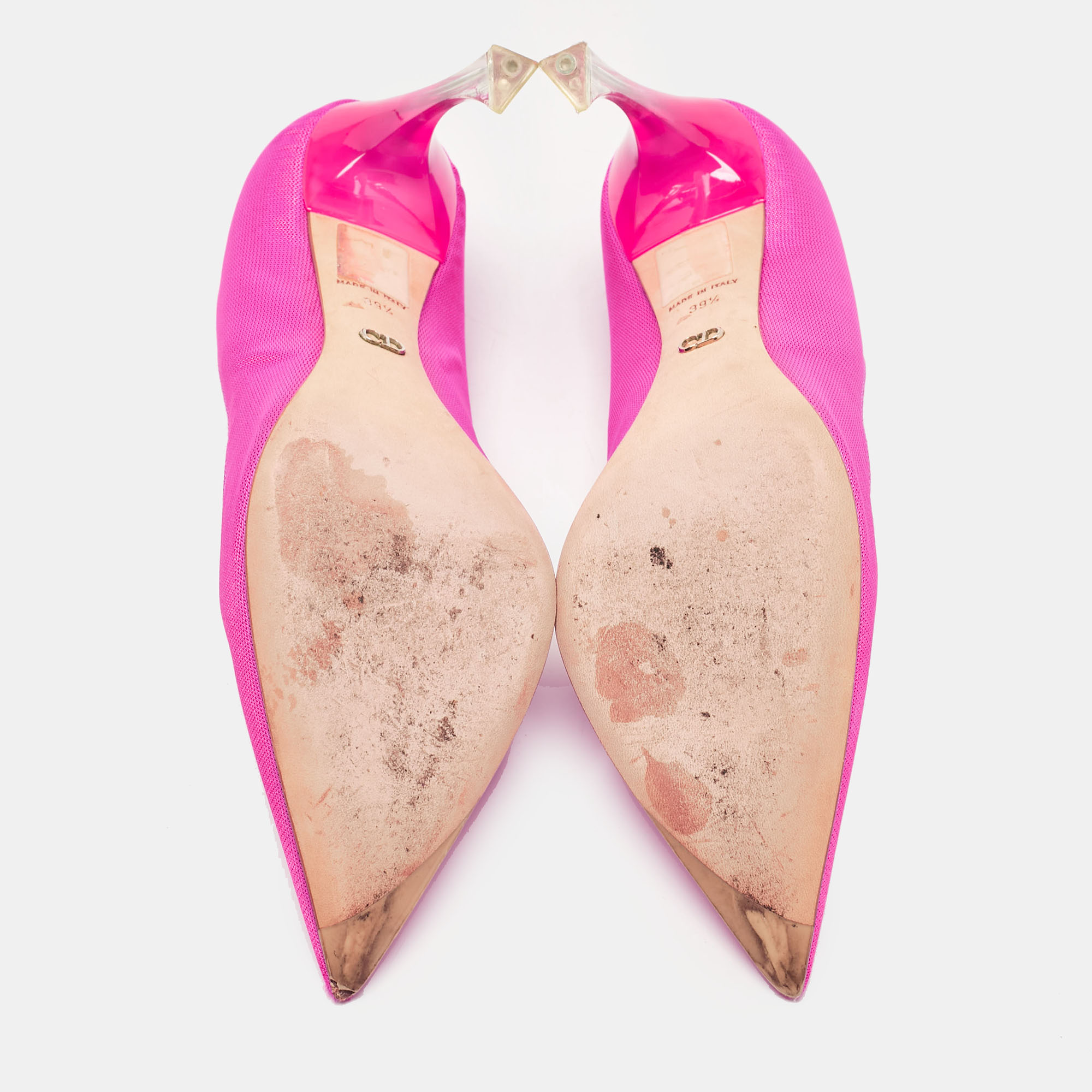 Dior Pink Canvas Pointed Toe Pumps Size 39.5