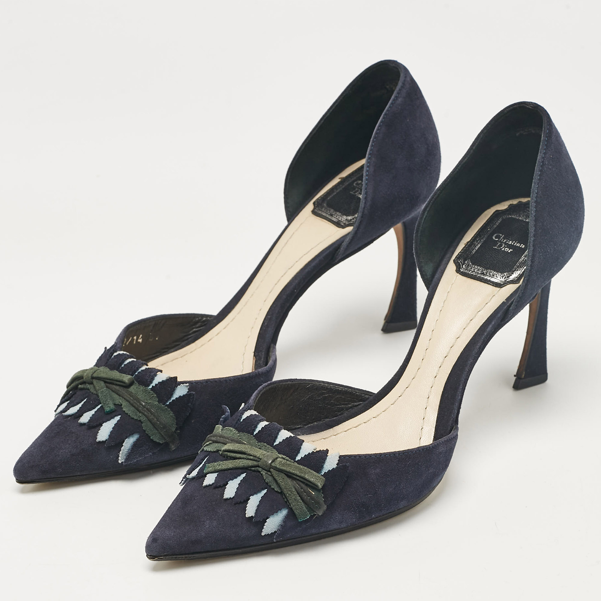 Dior Navy Blue Suede D'orsay Pumps Size 38