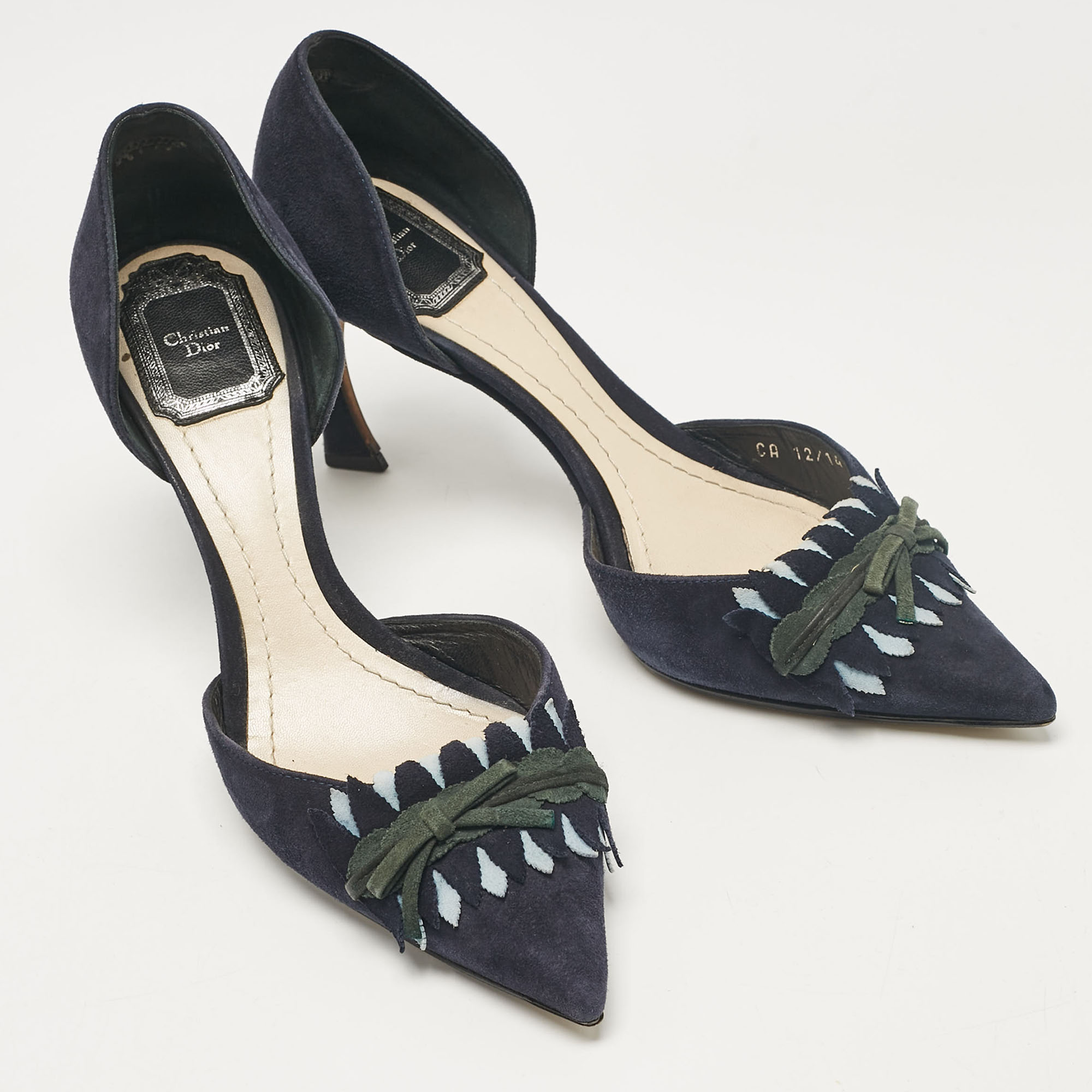 Dior Navy Blue Suede D'orsay Pumps Size 38