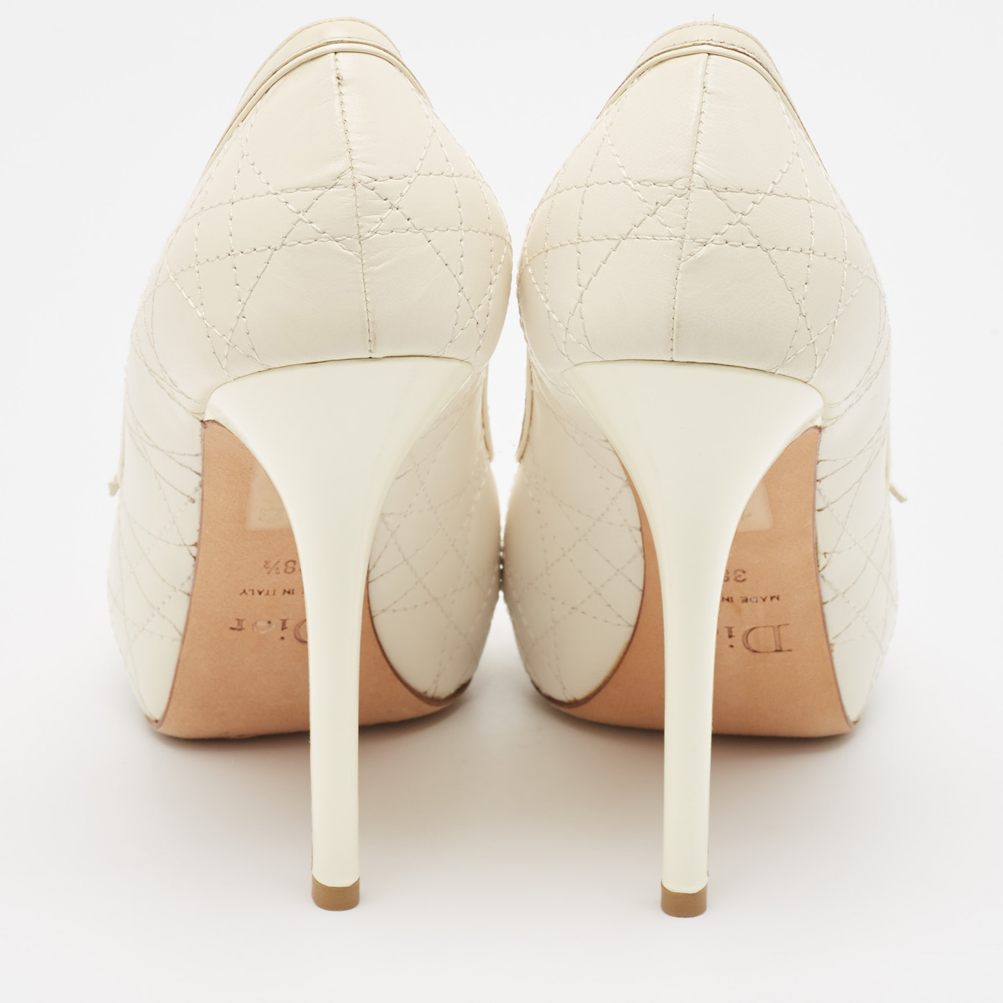 Dior Cream Leather Peep Toe Pumps Size 38.5