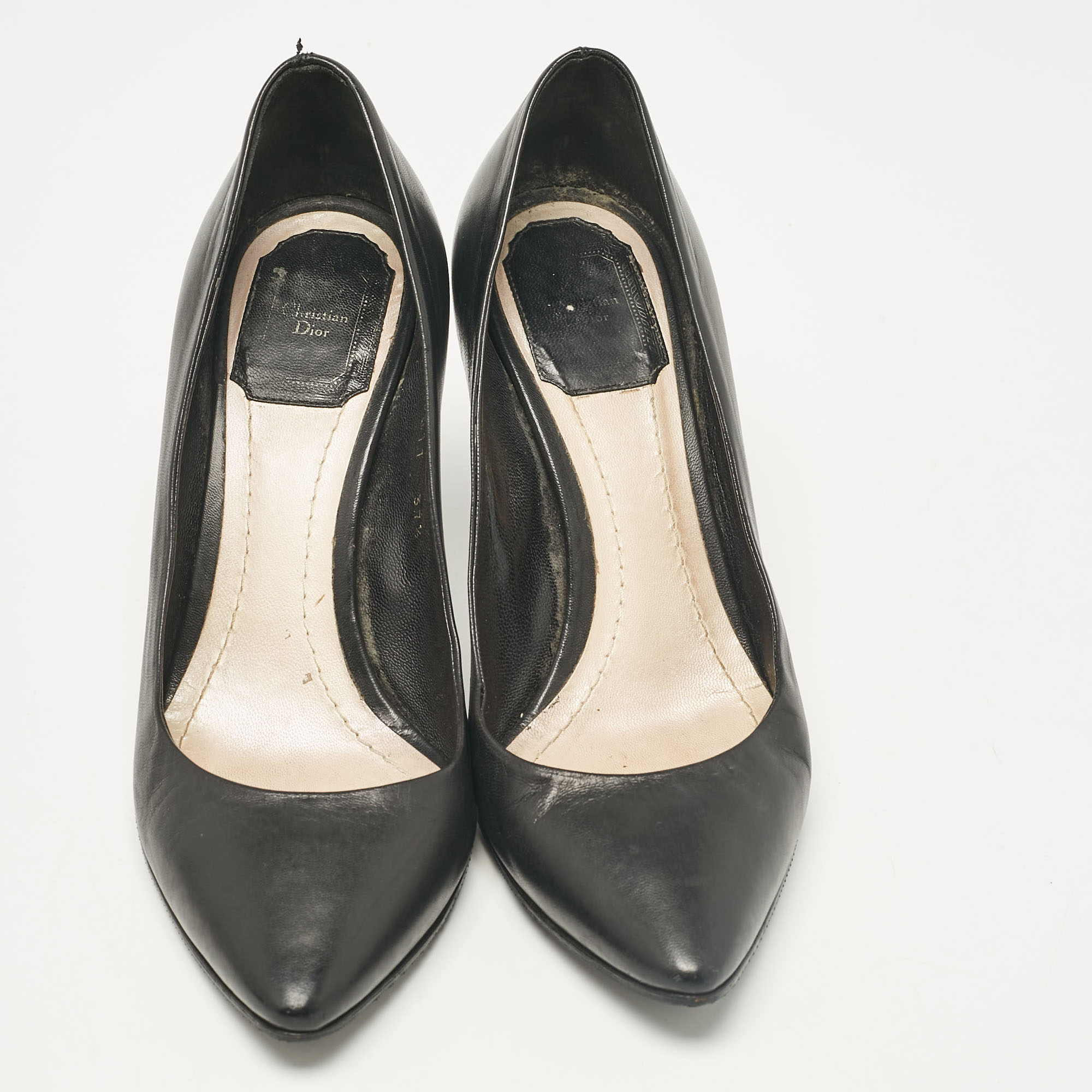 Dior Black Leather Pointed Toe  Pumps Size 37.5