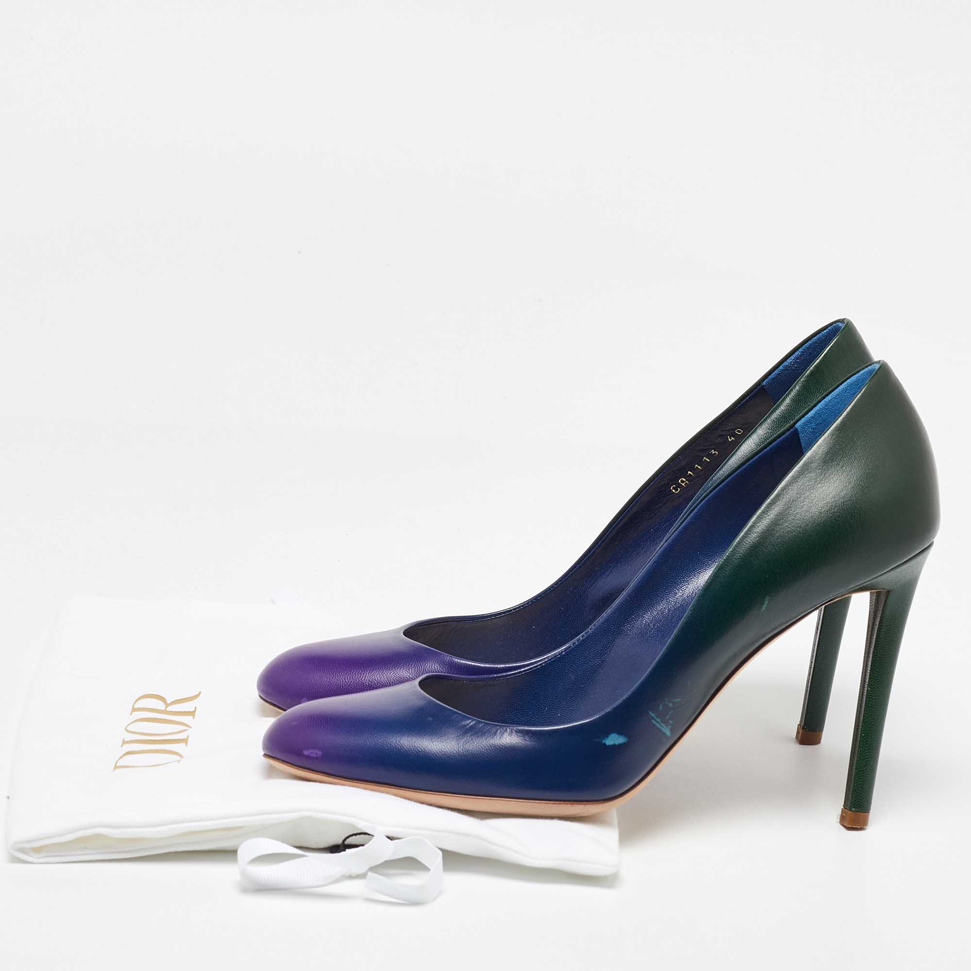 Dior Blue/Green Leather Round Toe Pumps Size 40