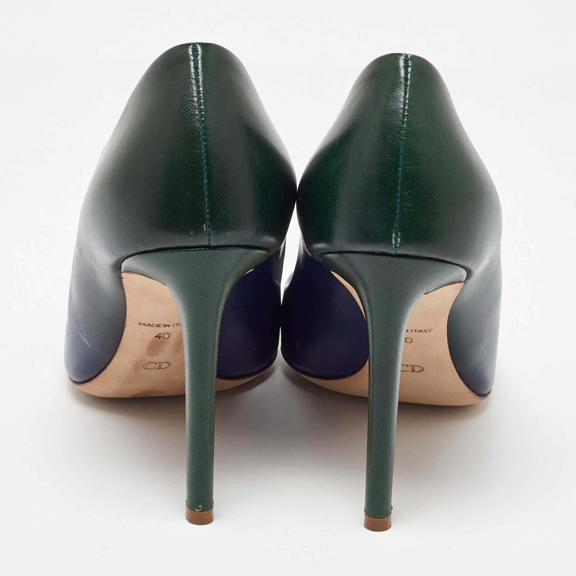 Dior Blue/Green Leather Round Toe Pumps Size 40