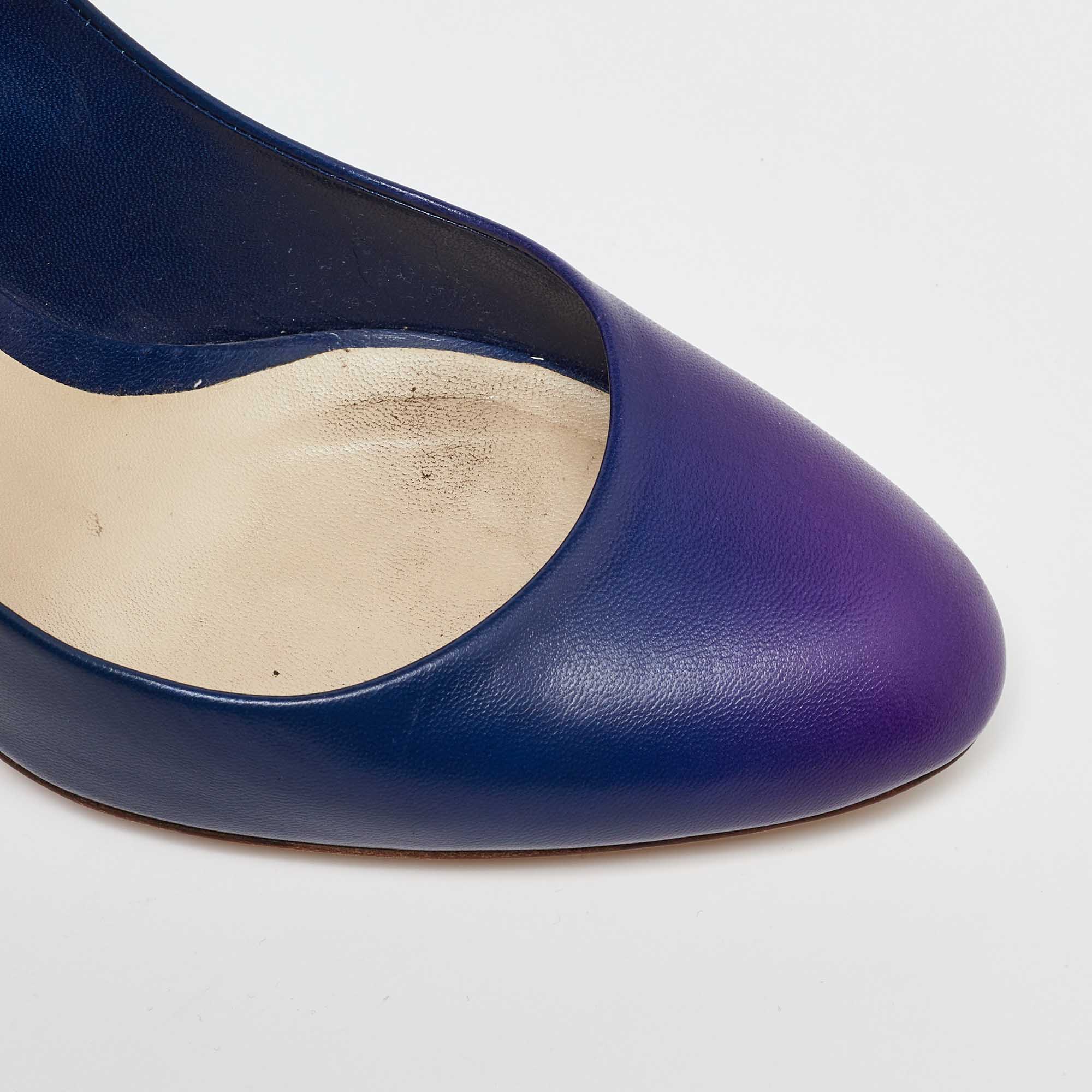 Dior Blue/Green Leather Round Toe Pumps Size 40