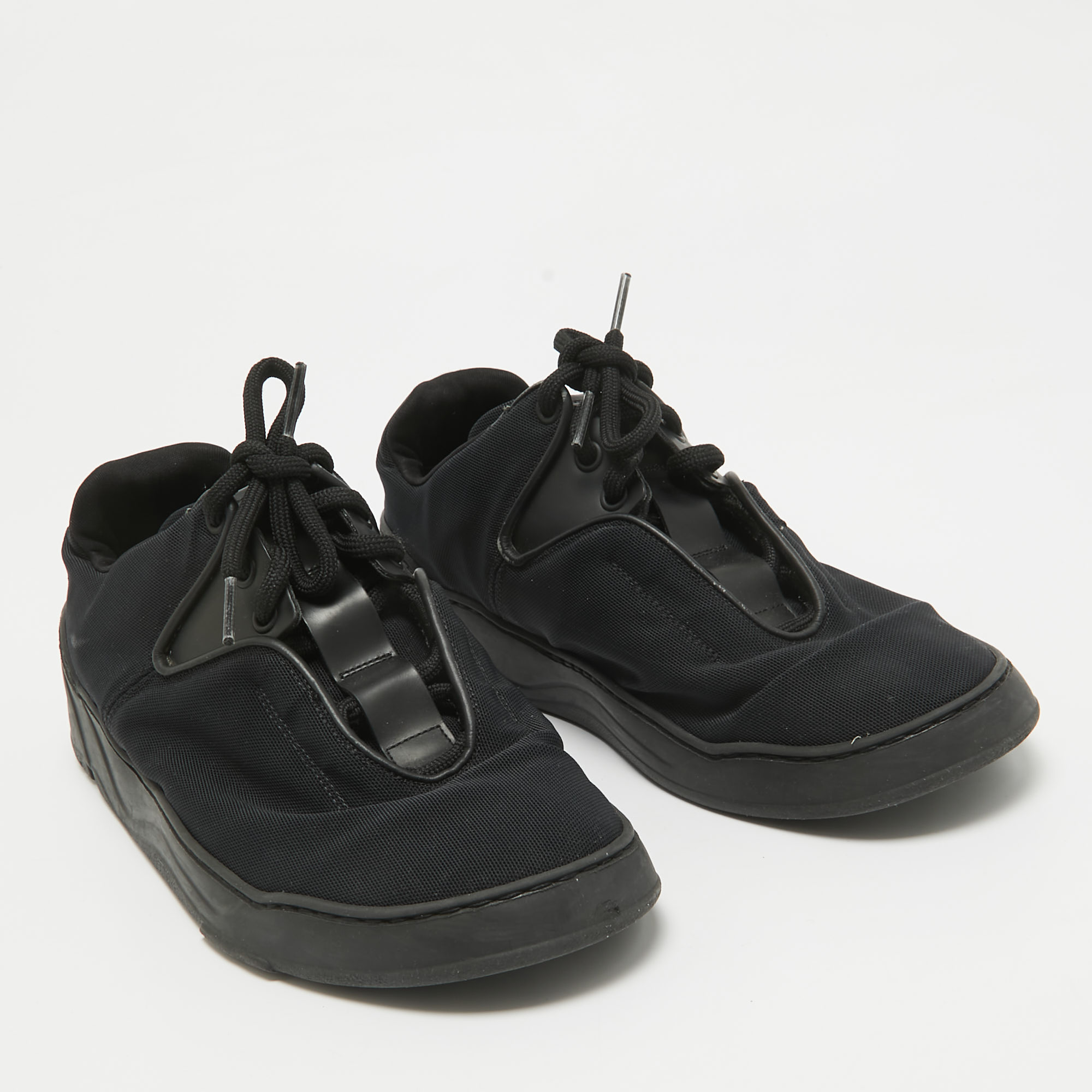 Dior Black Canvas And Leather Lace Up Sneakers Size 39