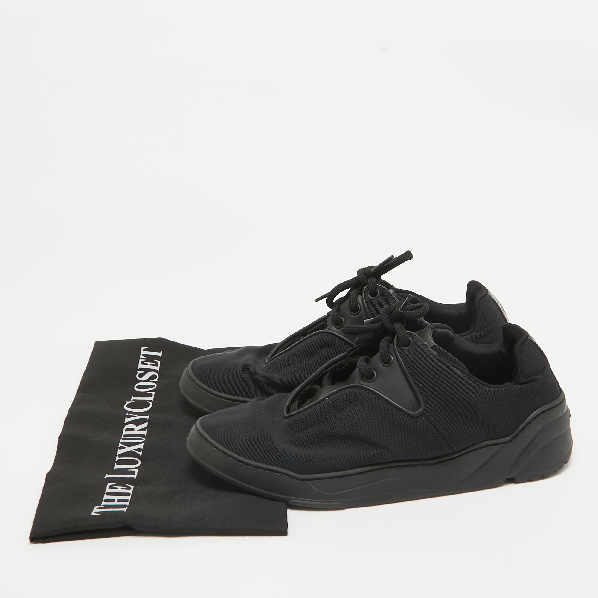 Dior Black Canvas And Leather Lace Up Sneakers Size 39