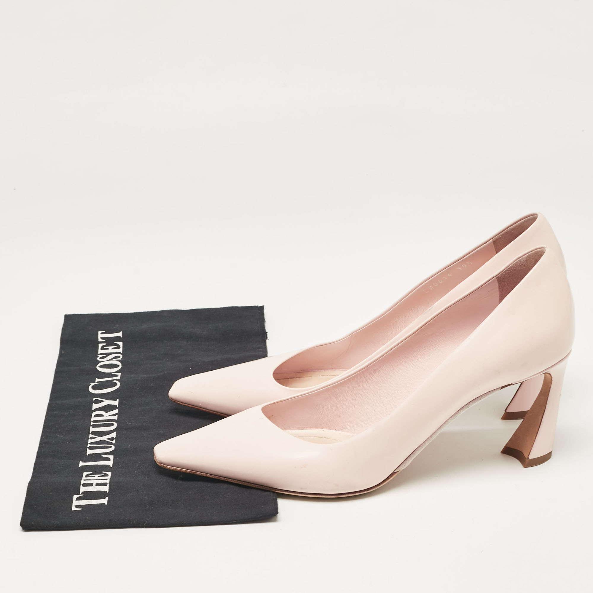 Dior Pink Leather Square Toe Pumps Size 39.5