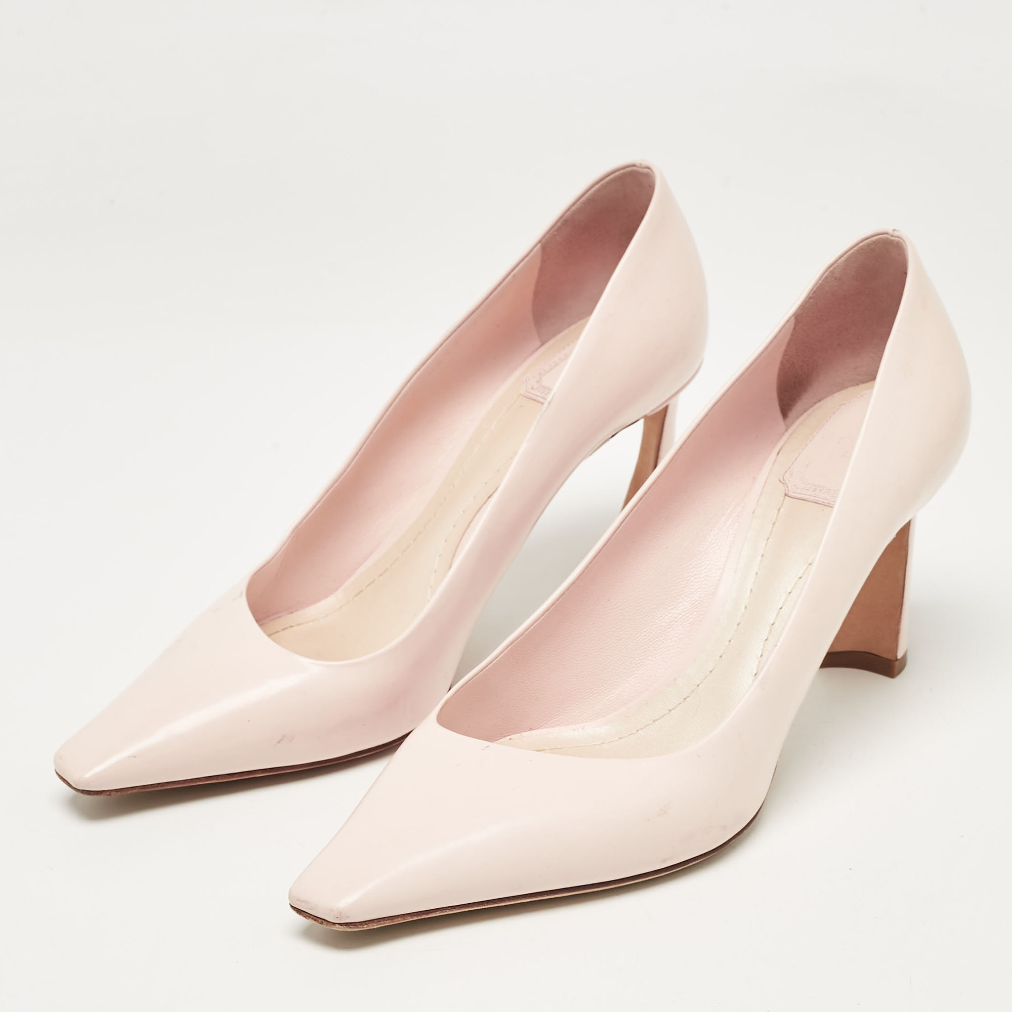 Dior Pink Leather Square Toe Pumps Size 39.5