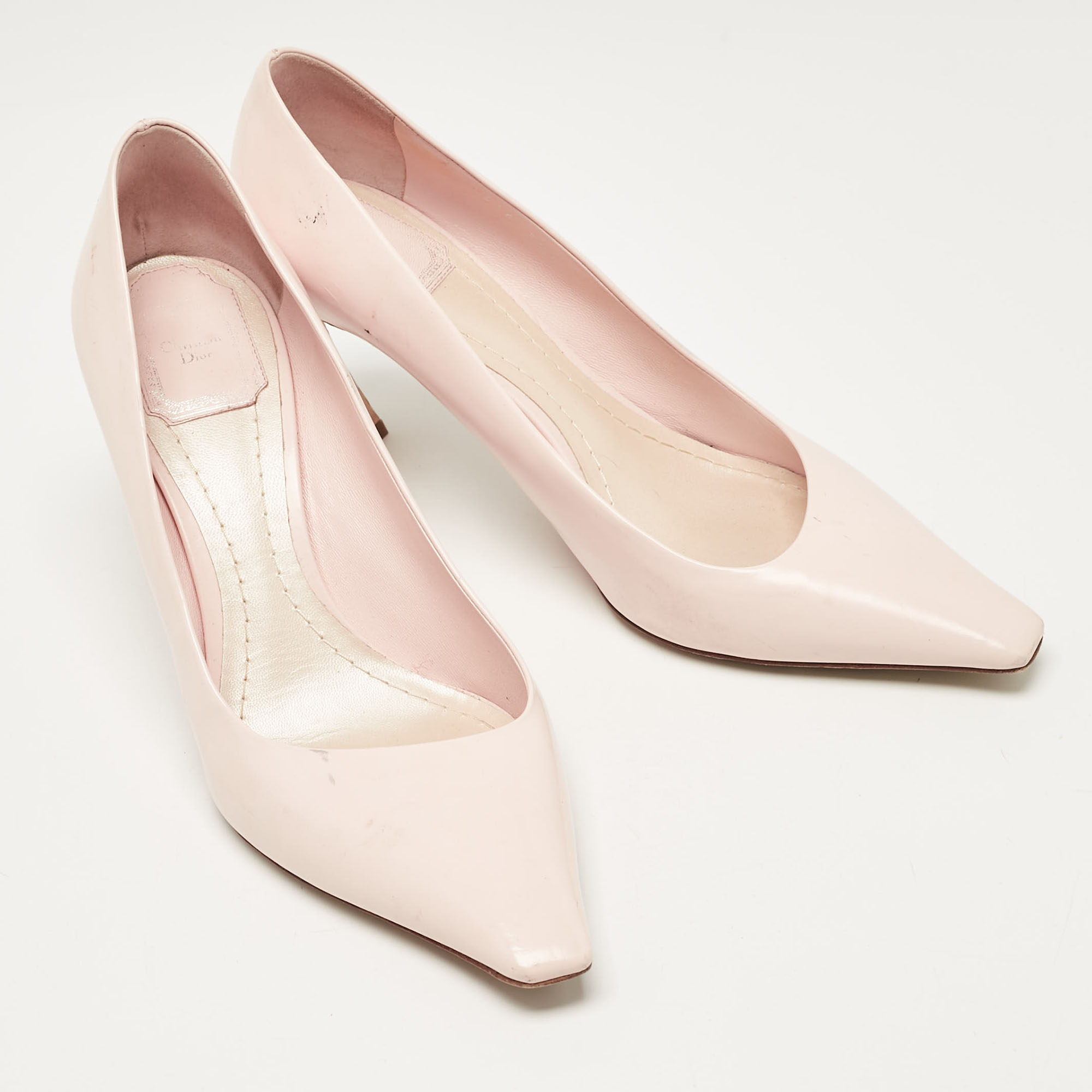 Dior Pink Leather Square Toe Pumps Size 39.5