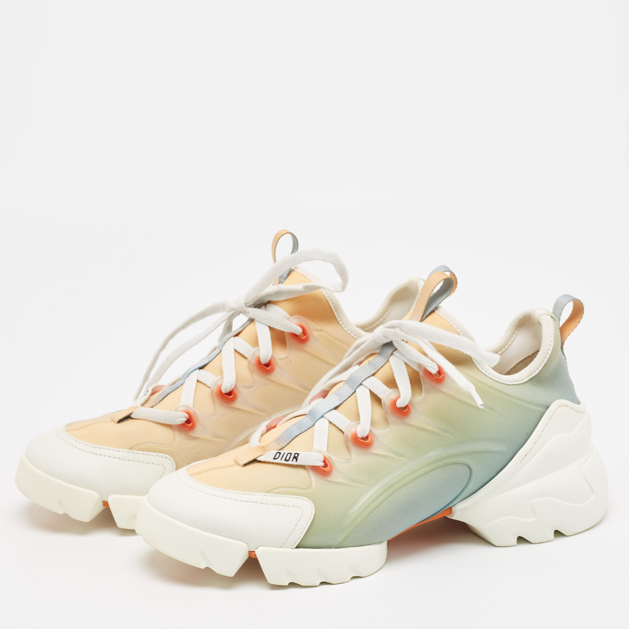 Dior Multicolor PVC And Fabric D-Connect Lace Up Sneakers Size 38.5