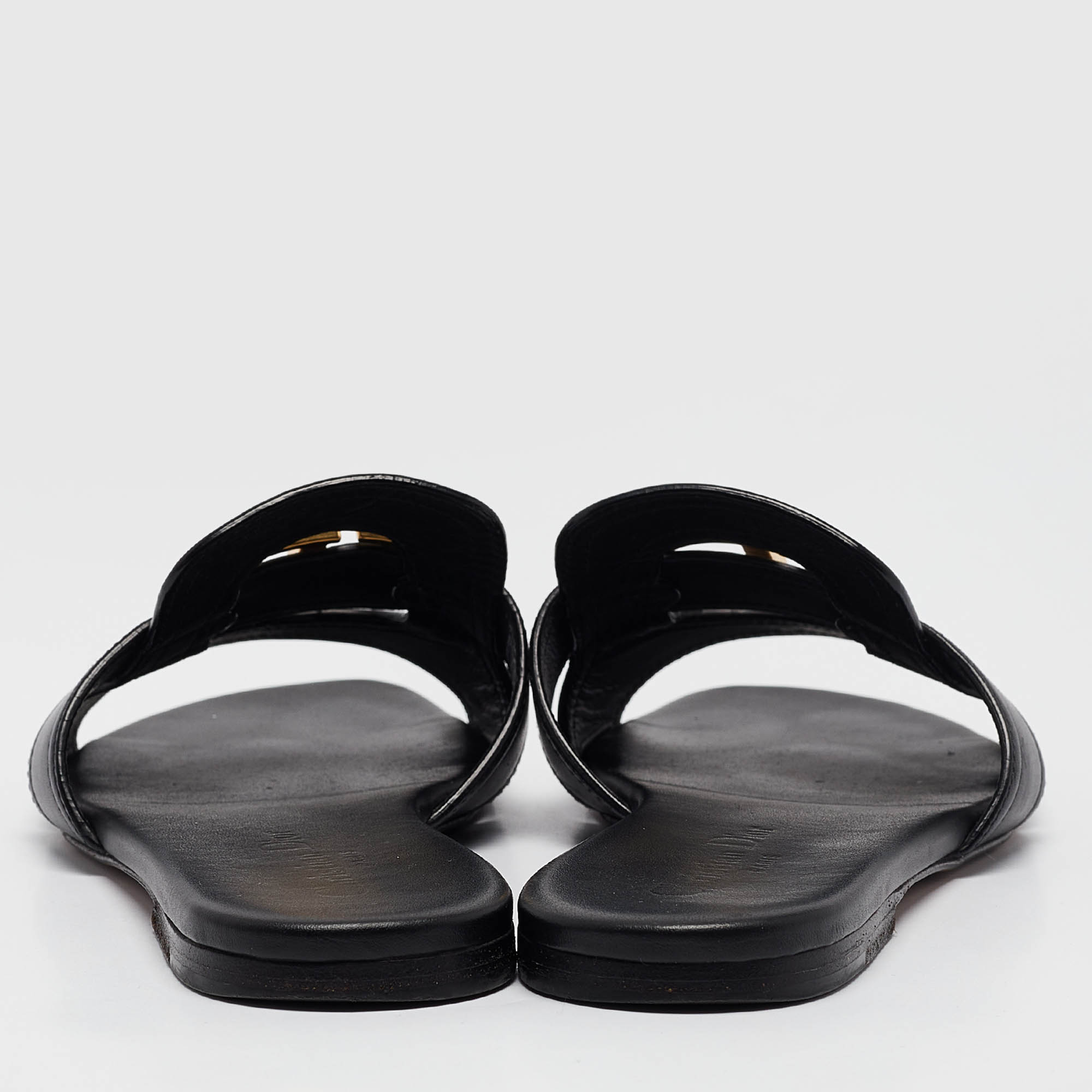 Dior Black Leather 30 Montaigne Flat Slides Size 36