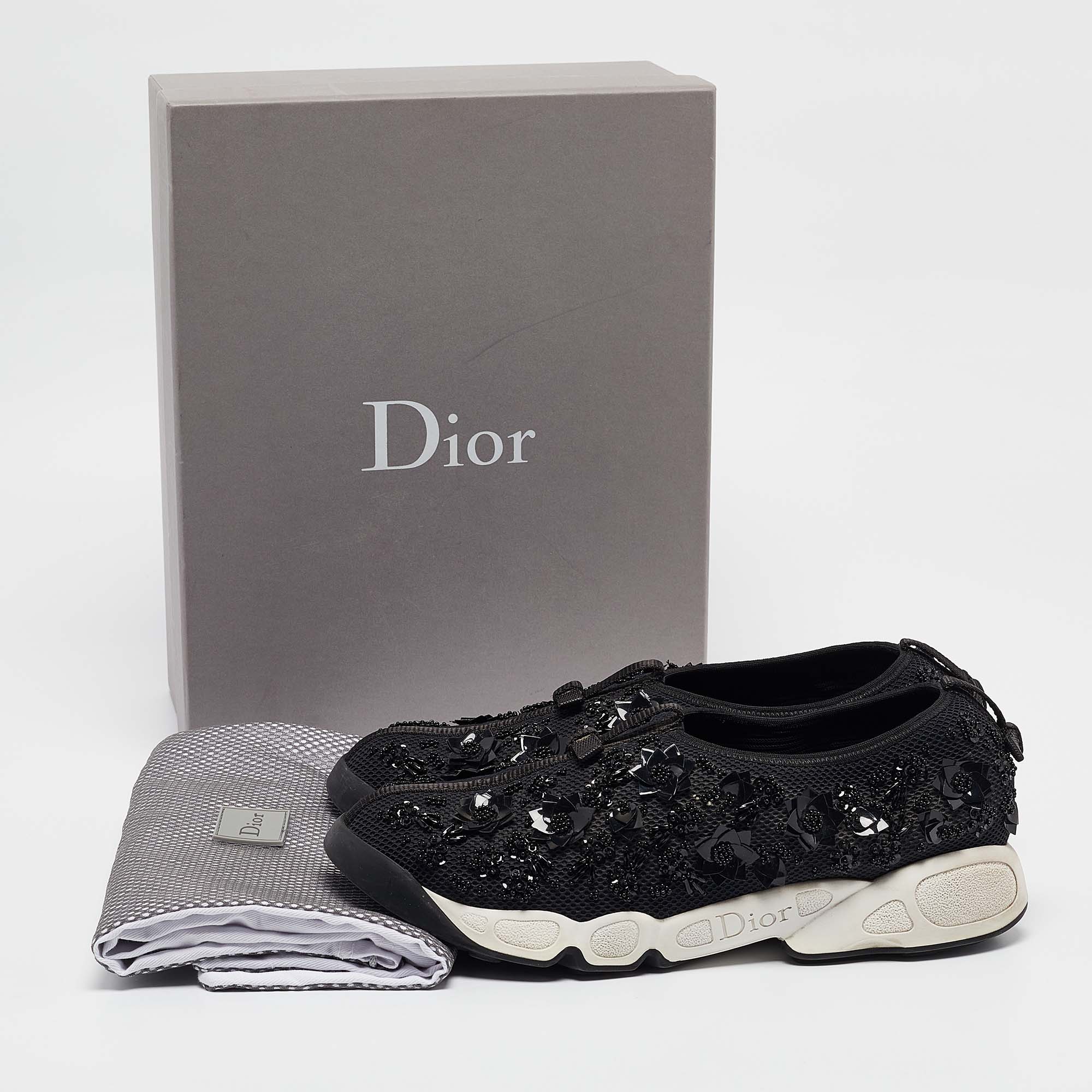 Dior Black Mesh Fusion Slip On Sneakers Size 40