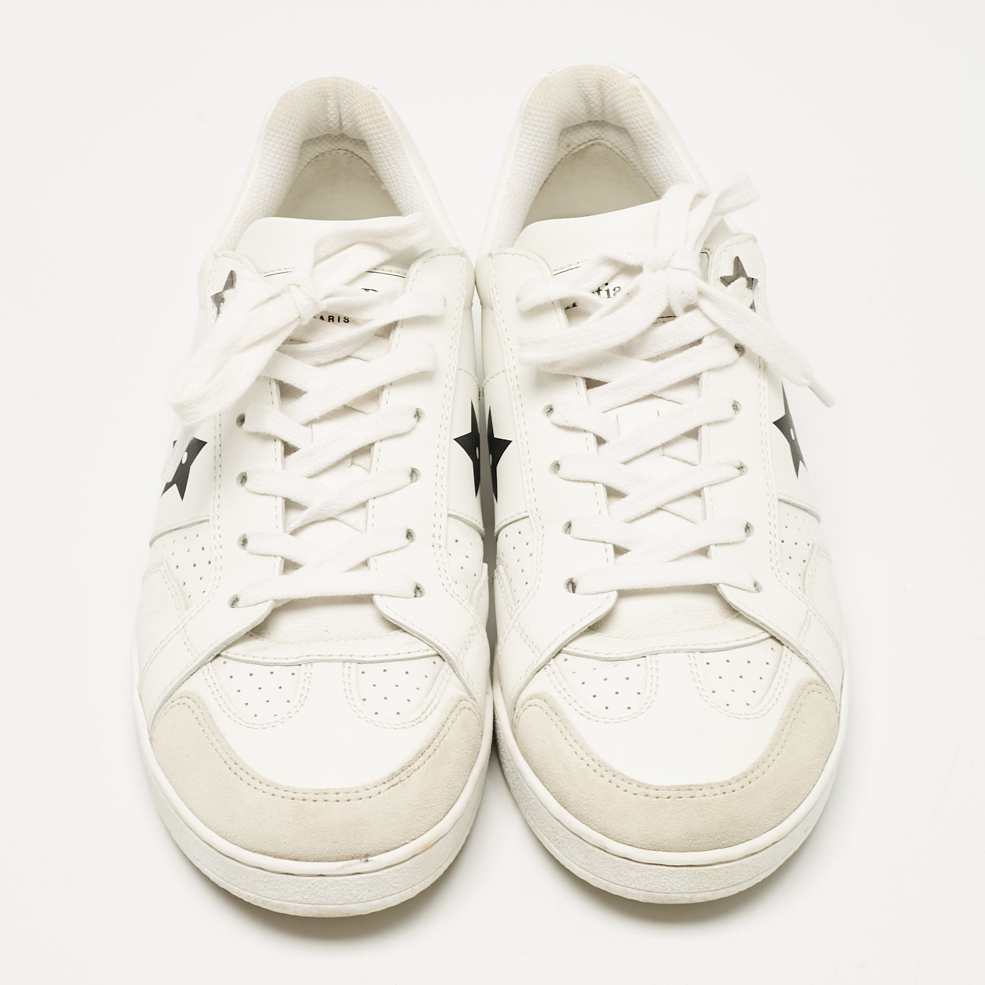 Dior White Suede And Leather Star Lace Up Sneakers Size 35