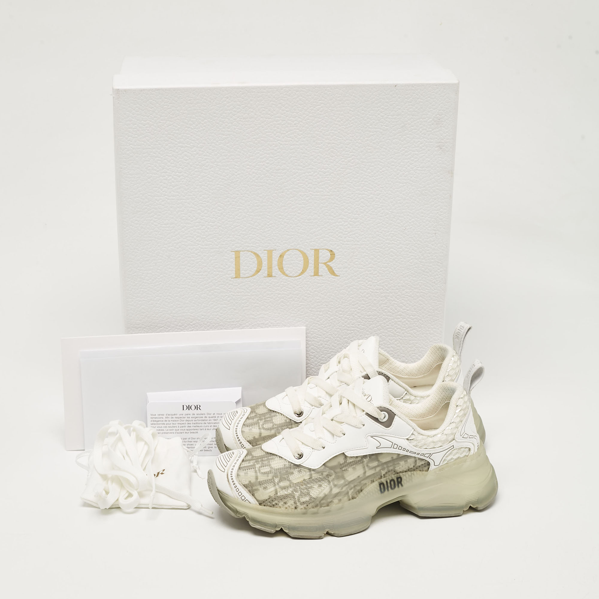 Dior Grey/White Oblique Canvas And Rubber Dior Vibe Sneakers Size 35