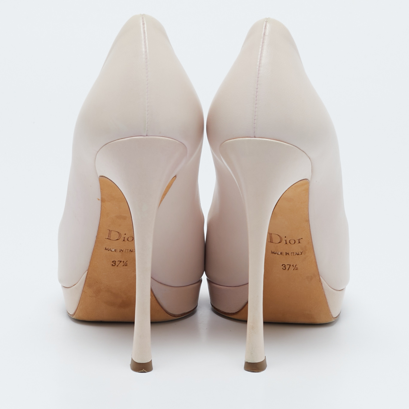 Dior Beige Leather Miss Dior Peep Toe Pumps Size 37.5