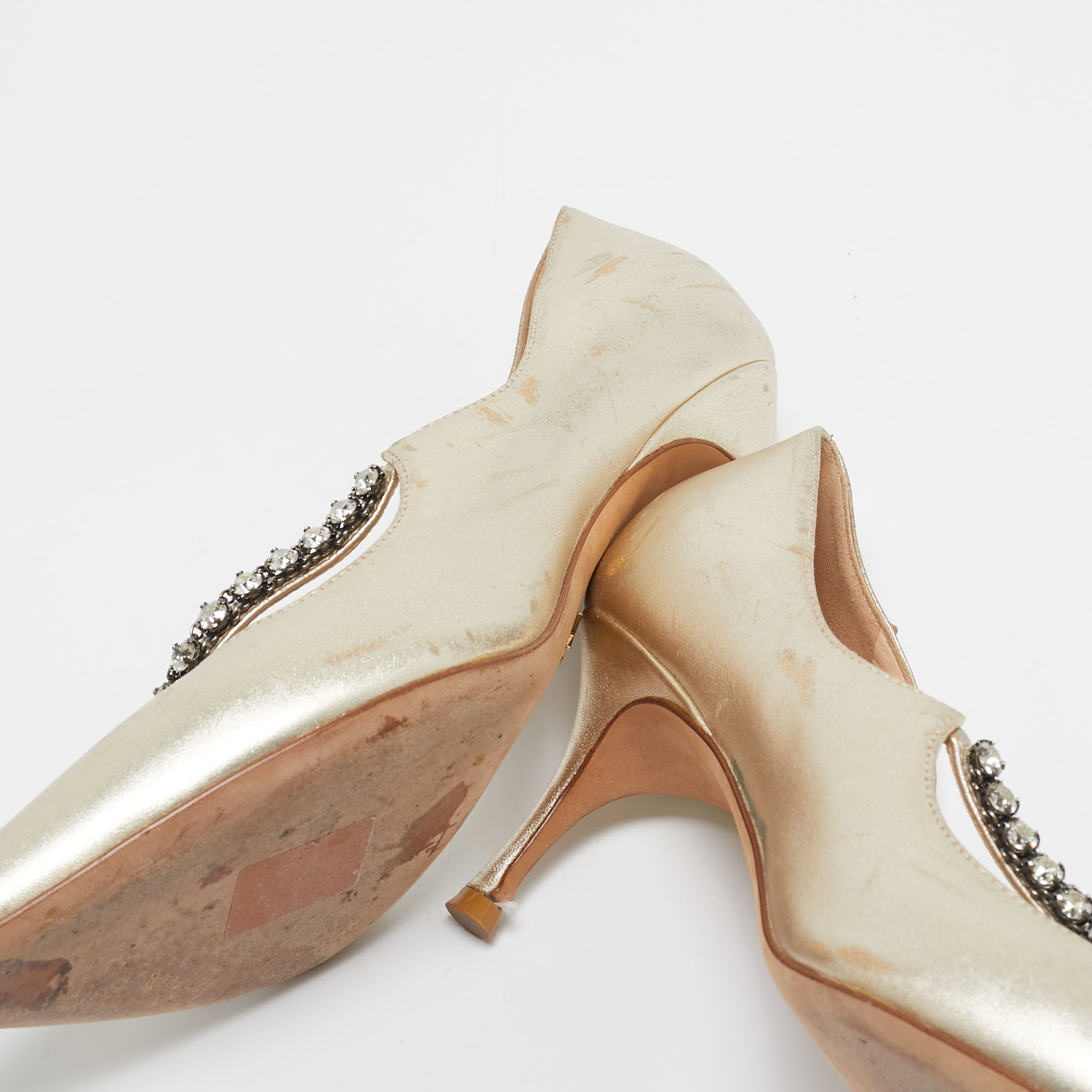 Dior Gold Leather D'orsay Pointed Toe Pumps Size 38