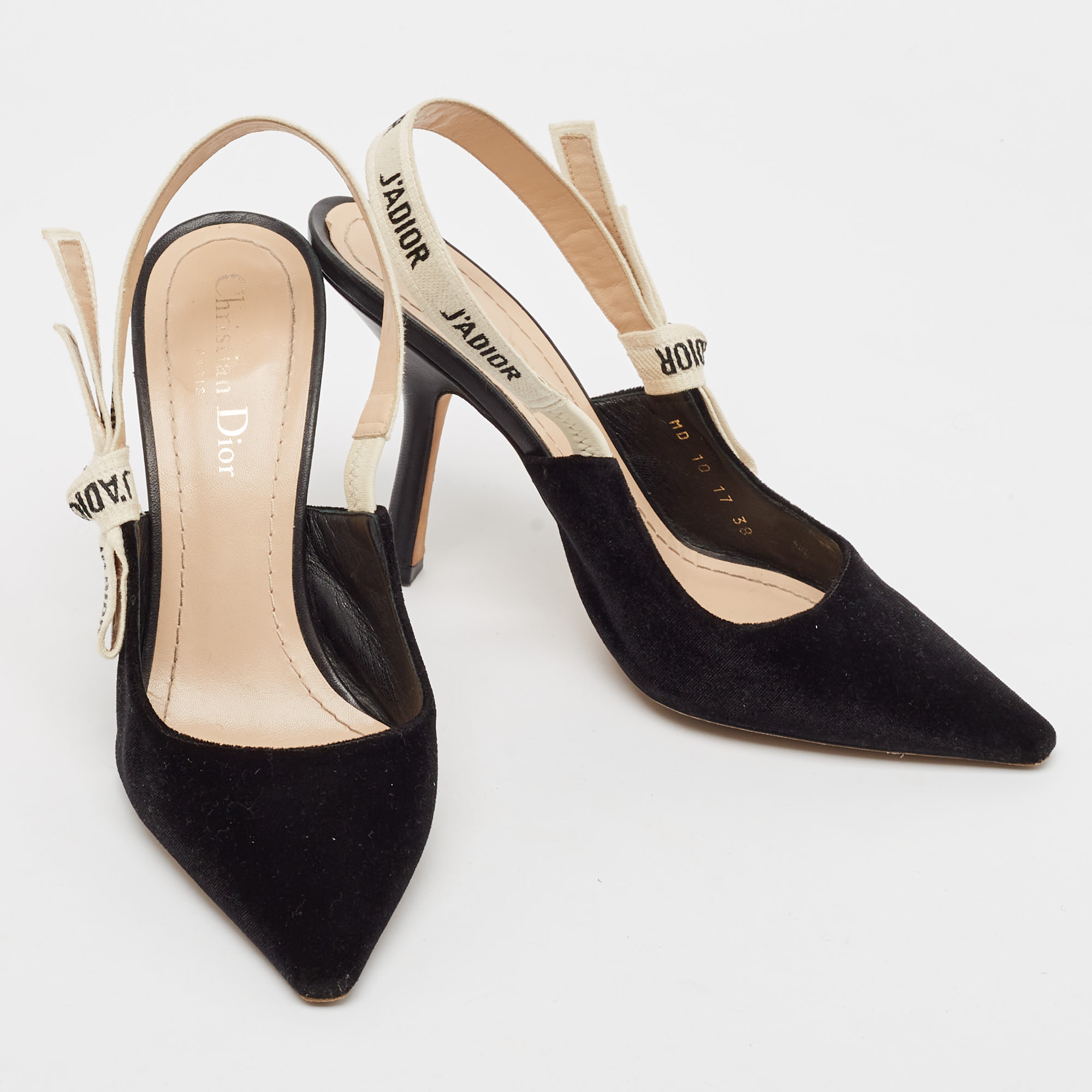 Dior Black Velvet J'Adior Slingback Pumps Size 38