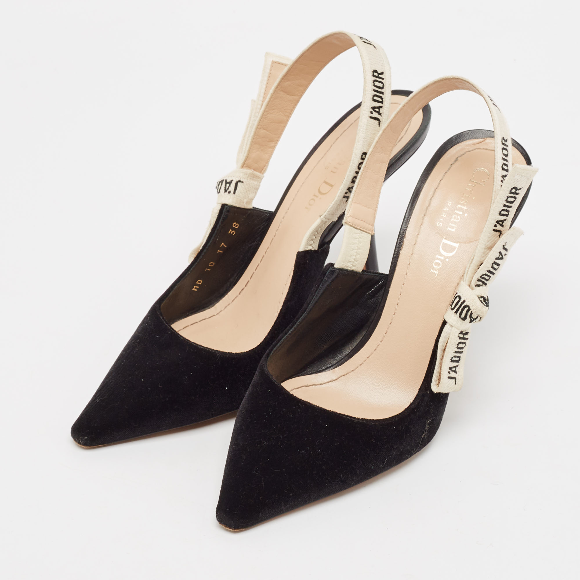 Dior Black Velvet J'Adior Slingback Pumps Size 38