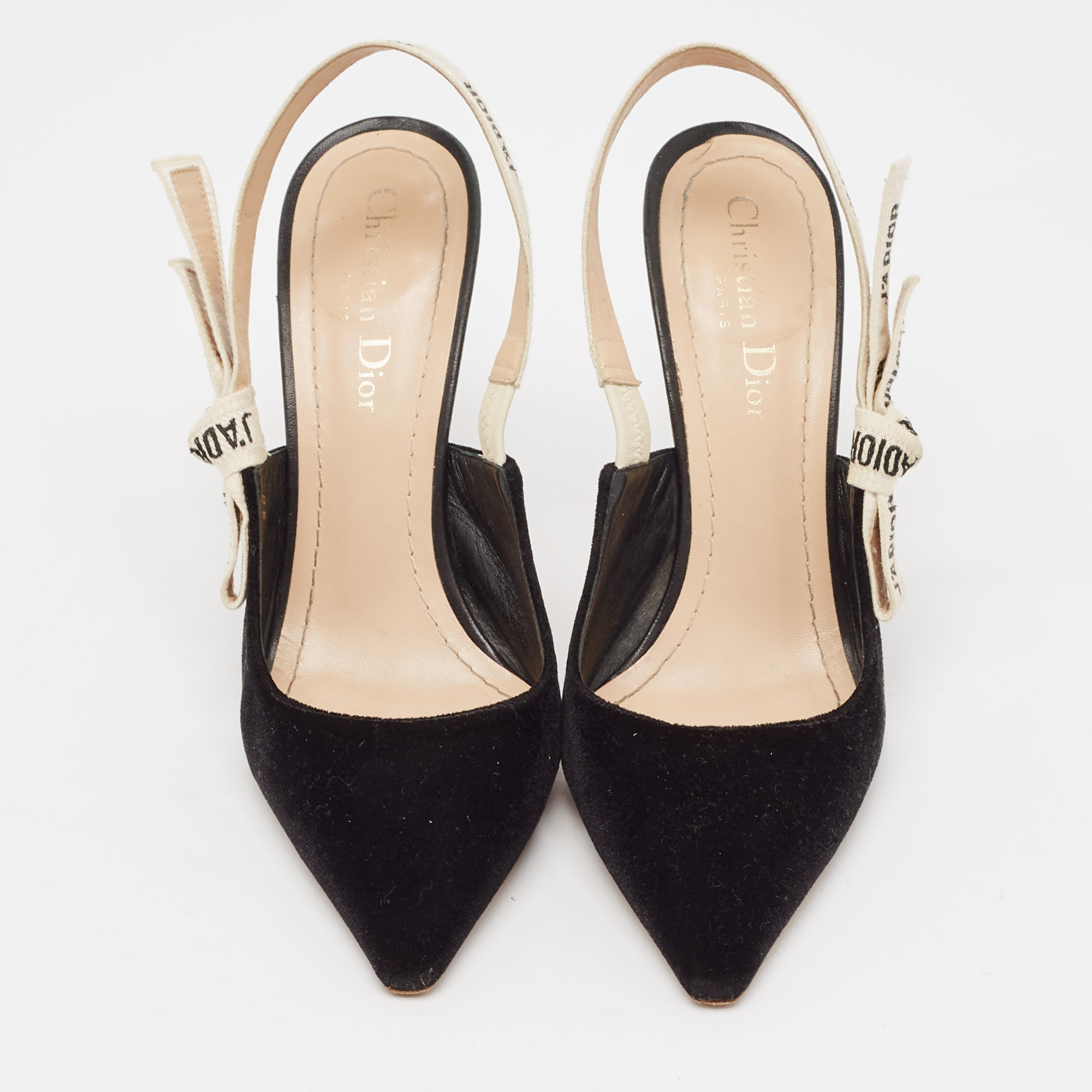 Dior Black Velvet J'Adior Slingback Pumps Size 38