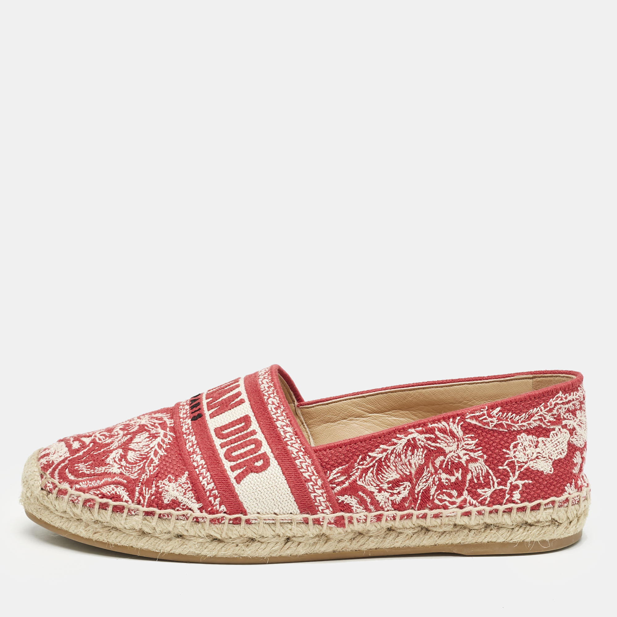 Dior Red/Off White Embroidered Canvas Granville Espadrille Flats Size
Dior Red/Off White Embroidered Canvas Granville Espadrille Flats Size