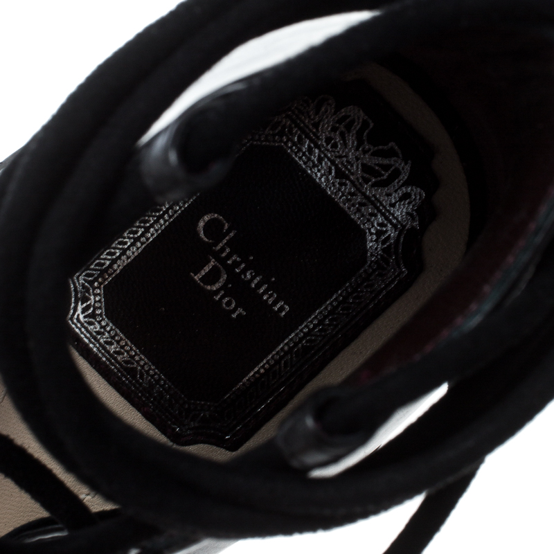 Dior Black Leather Petale Open Toe Lace Up Pumps Size 37.5