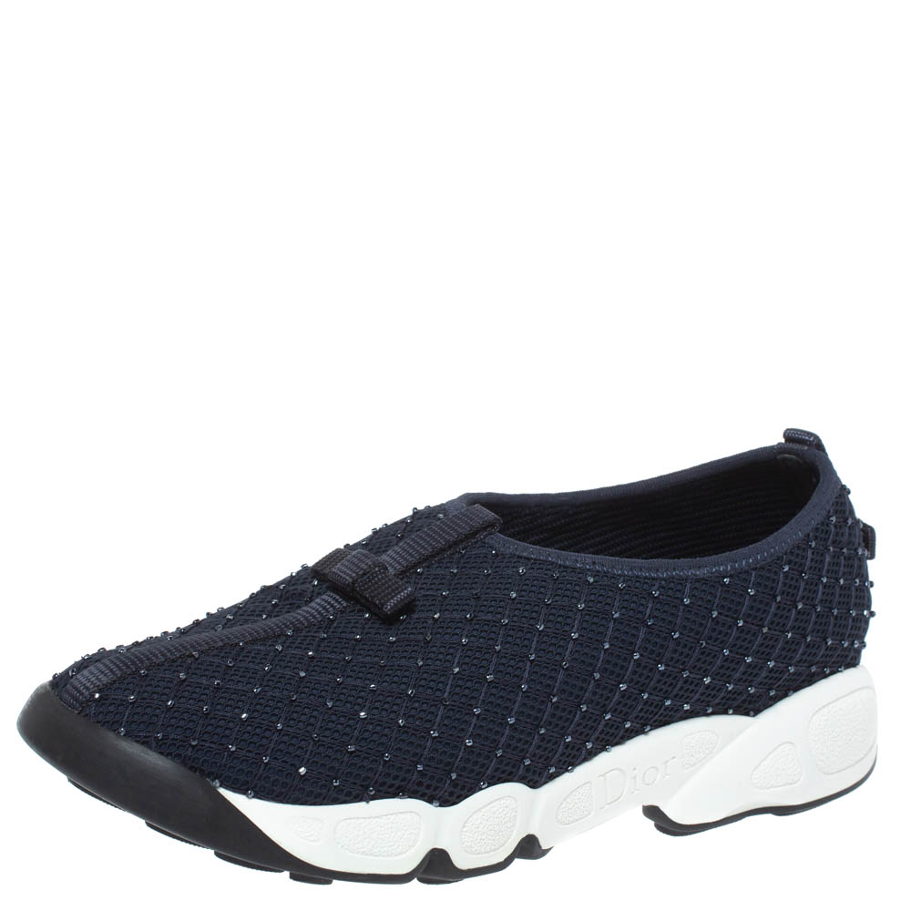 Image of Dior Back Mesh Fusion Bead Embellished Slip On Sneakers Size .