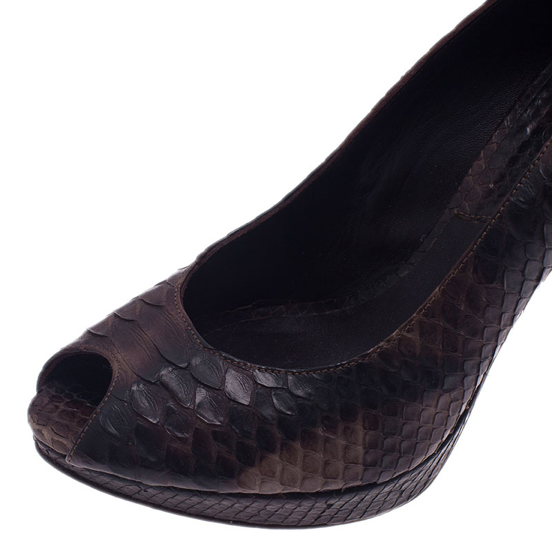 Dior Black Python Miss Dior Peep Toe Pumps Size 38