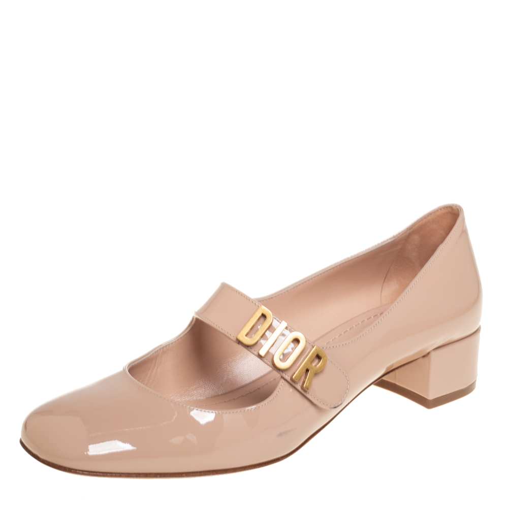 Dior Nude Patent Leather Baby-D Mary Jane Pumps Size 40