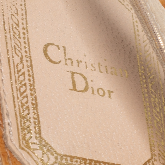 Dior Shimmery Leather Bow Detail Platform Sandals Size 38.5