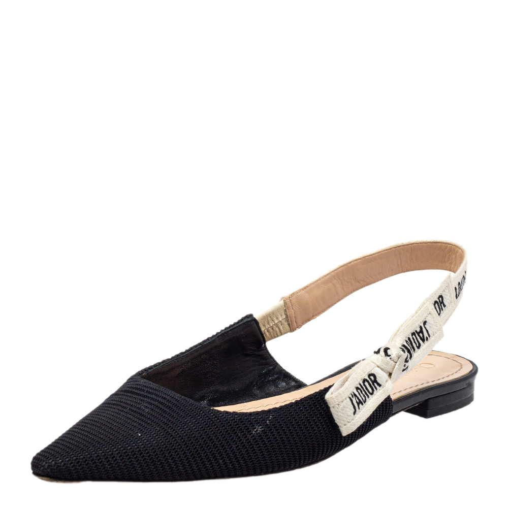 Dior Black Canvas J'adior Slingback Sandals Size 39