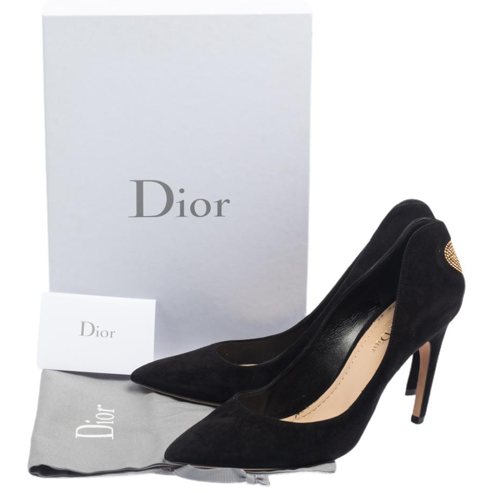 Dior Black Suede Heart Studded Amour Pumps Size 39