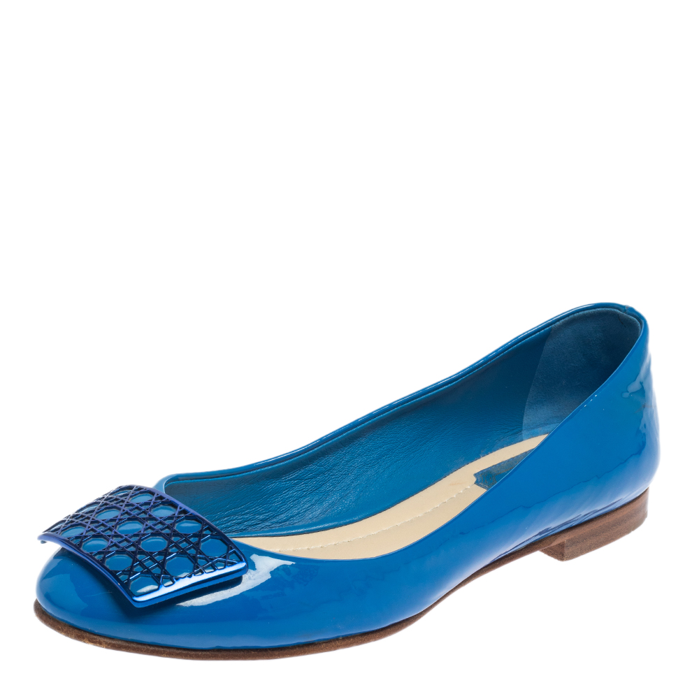 Dior Blue Patent Leather Ballet Flats Size 38