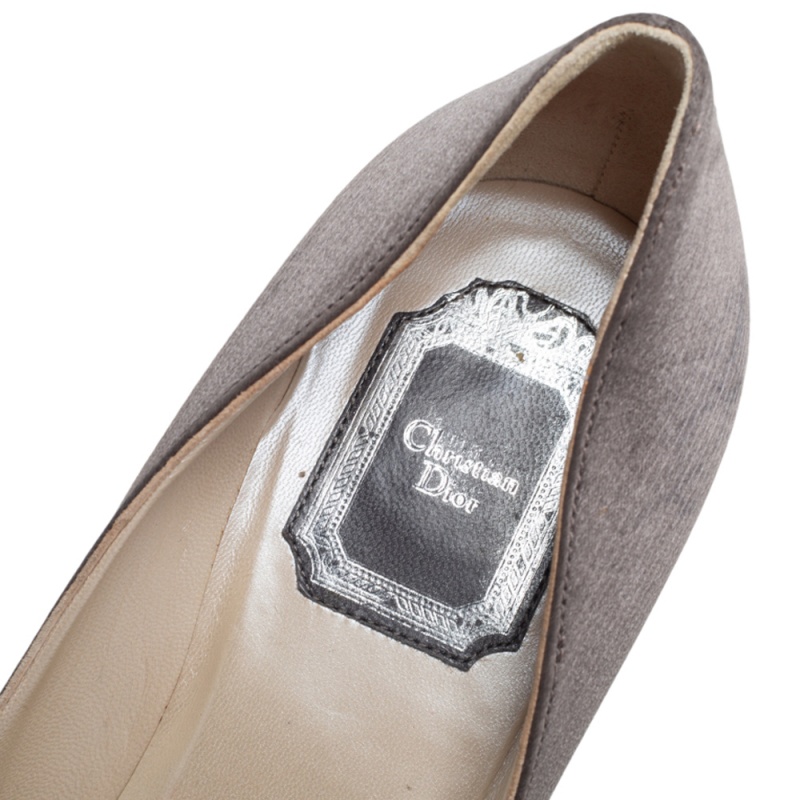 Dior Grey Satin 60th Anniversary Bow Platform Pumps Size 39