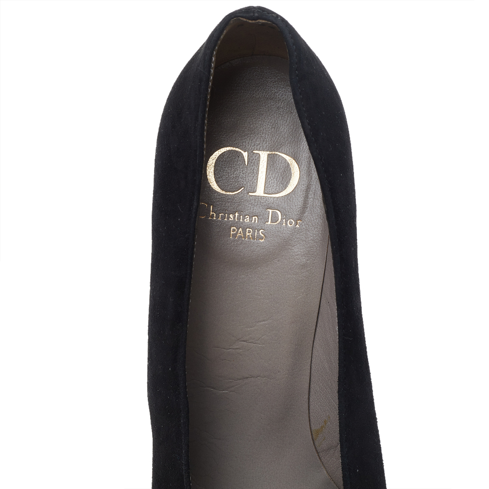 Dior Black Suede Bow Detail Pumps Size 40