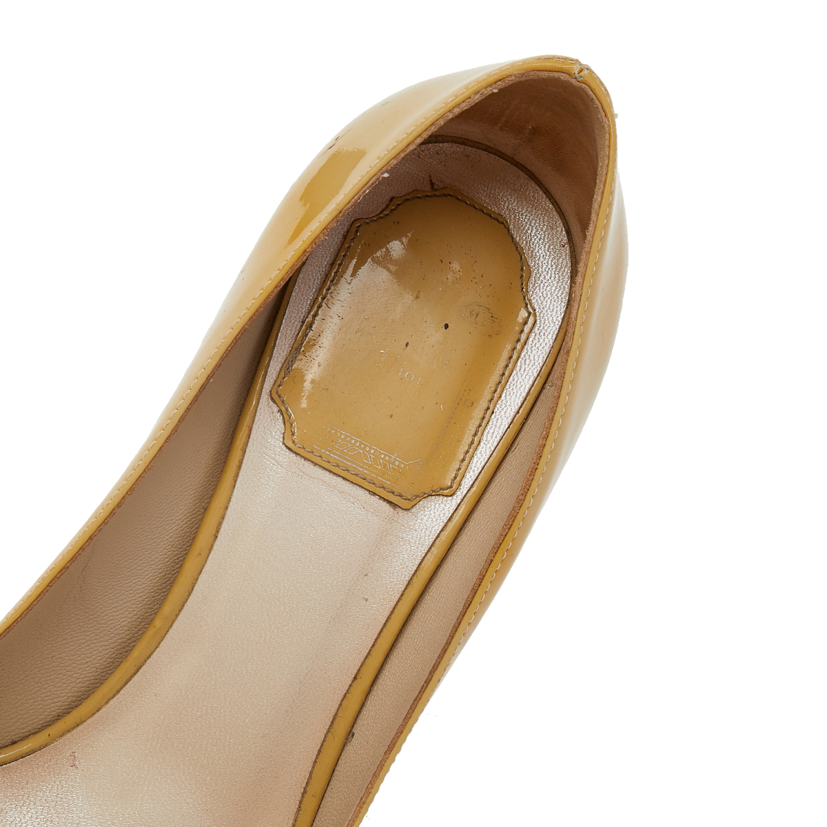 Dior Yellow Patent Leather Round Toe Pumps Size 37