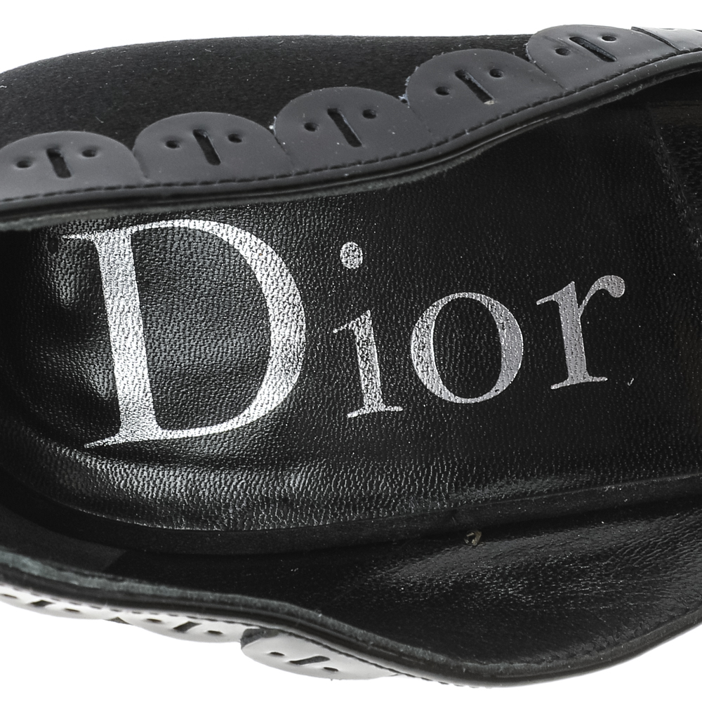 Dior Black Patent Leather And Satin Platform D'orsay Sandals Size 36.5