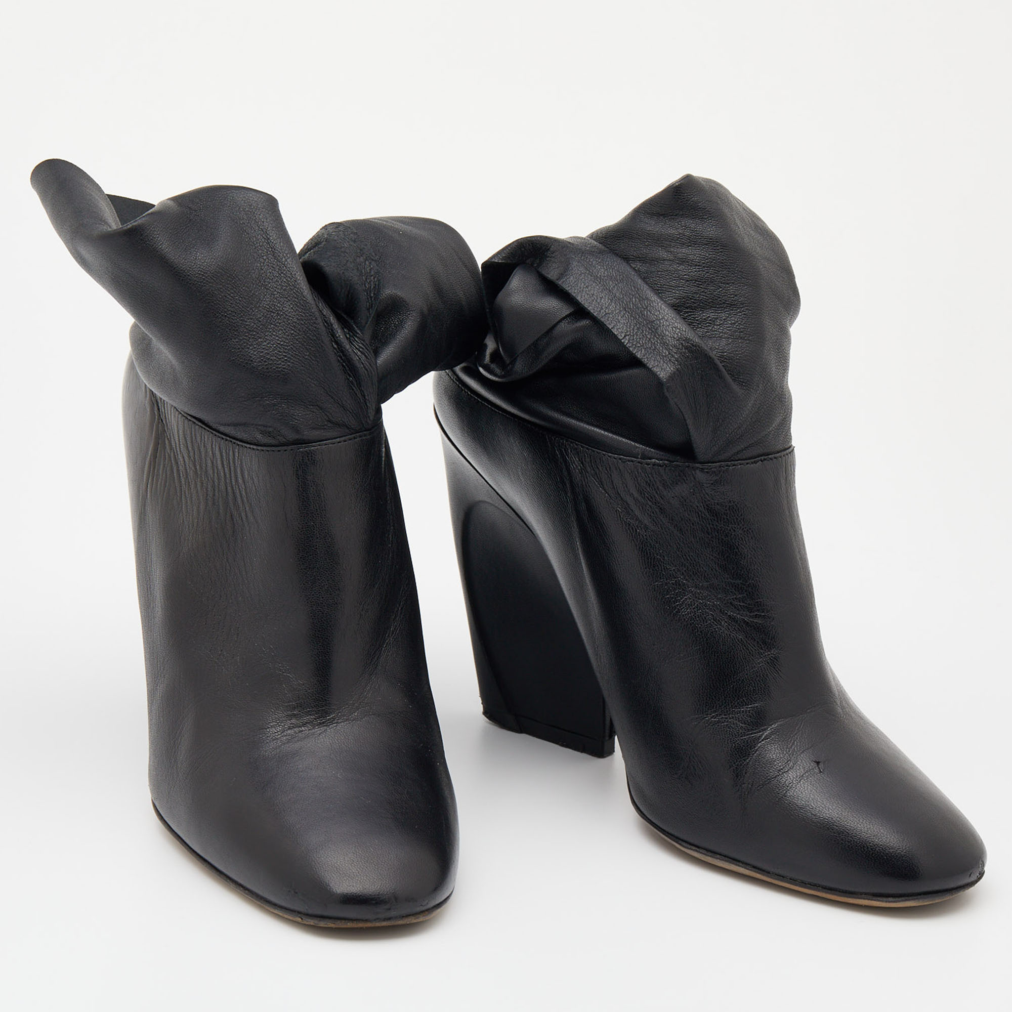 Dior Black Leather Wedge Ankle Wrap Booties Size 37
