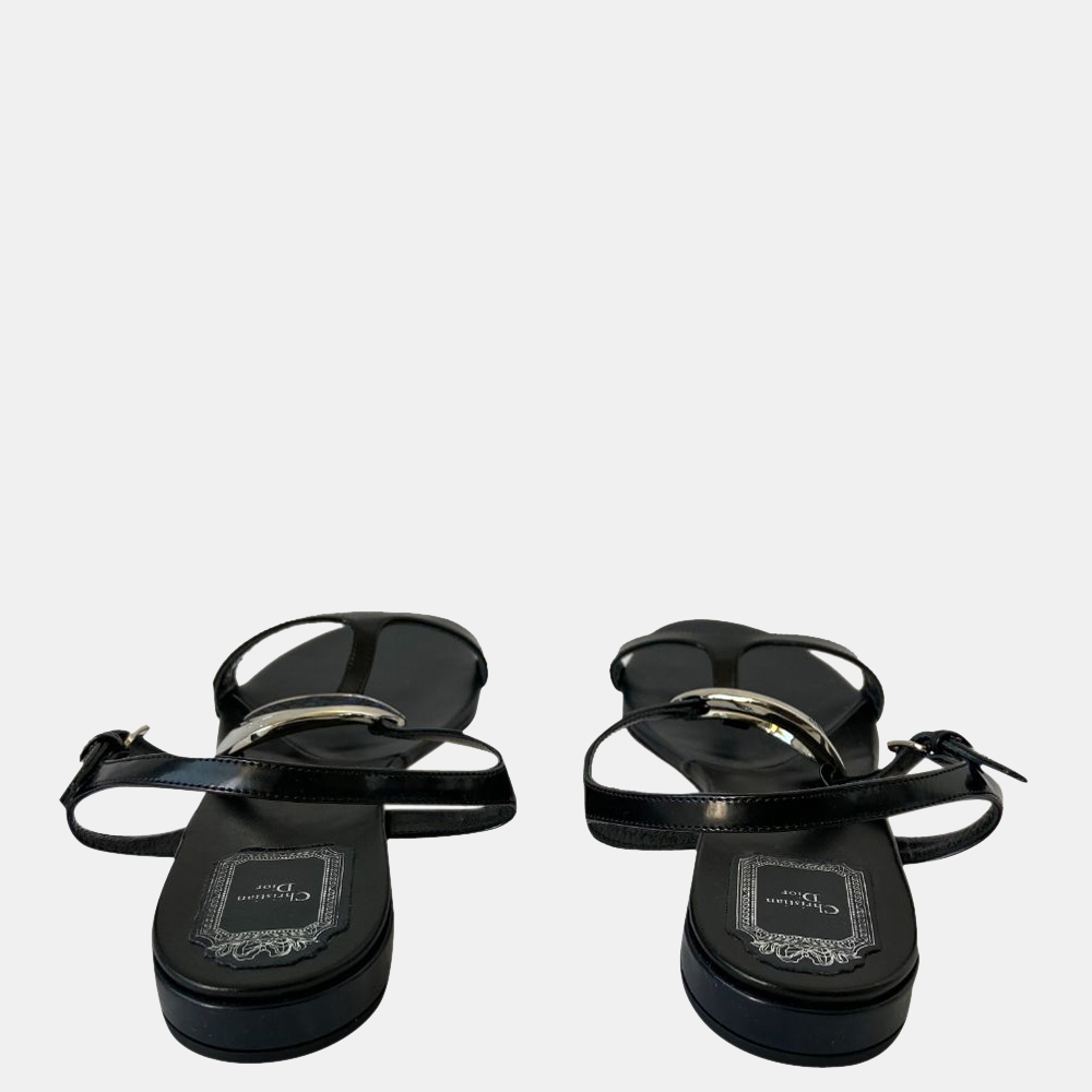 Dior Black Leather Python Sandals EU 39